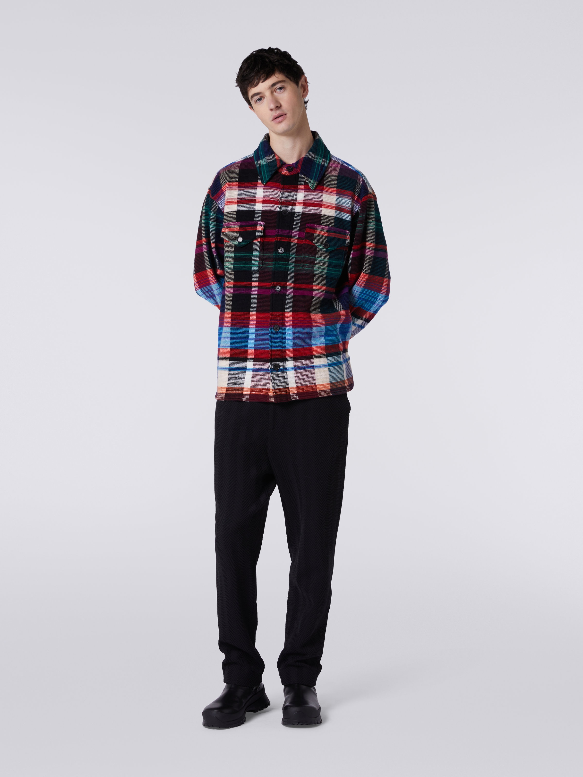 Wool and cotton overshirt, Multicoloured  - 1