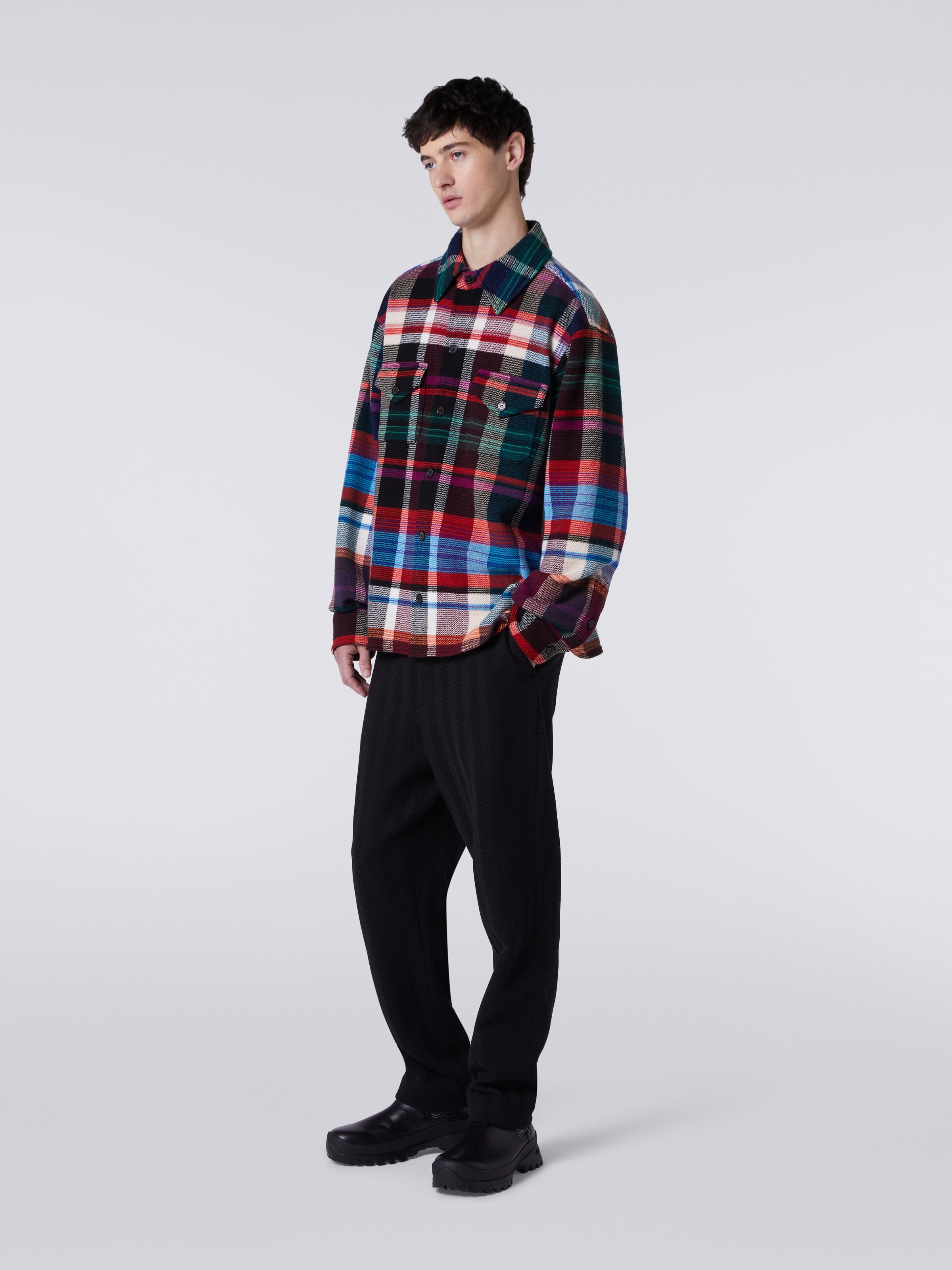 Wool and cotton overshirt, Multicoloured  - 2
