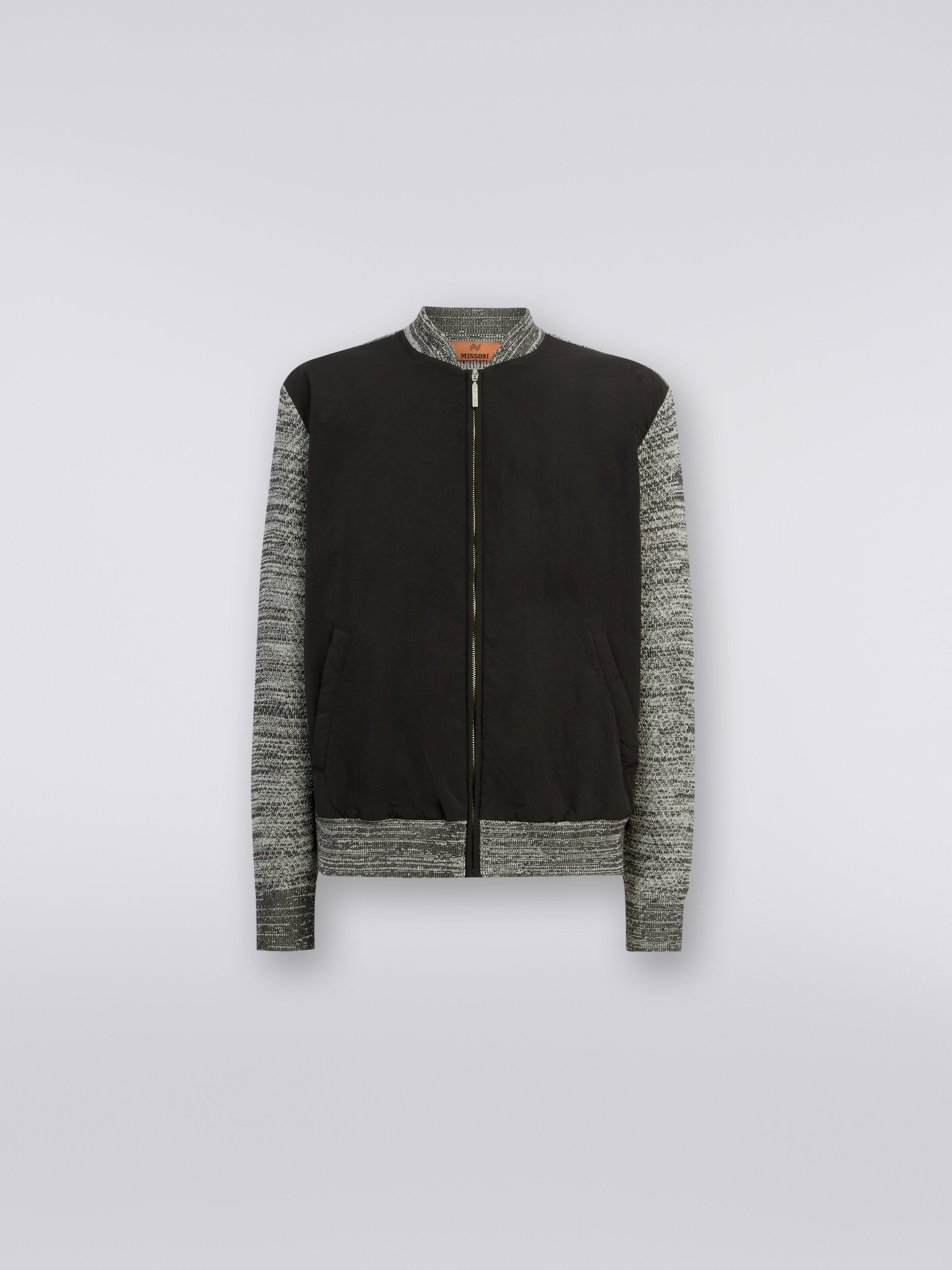 Cotton and nylon blend bomber jacket, Grey - 0