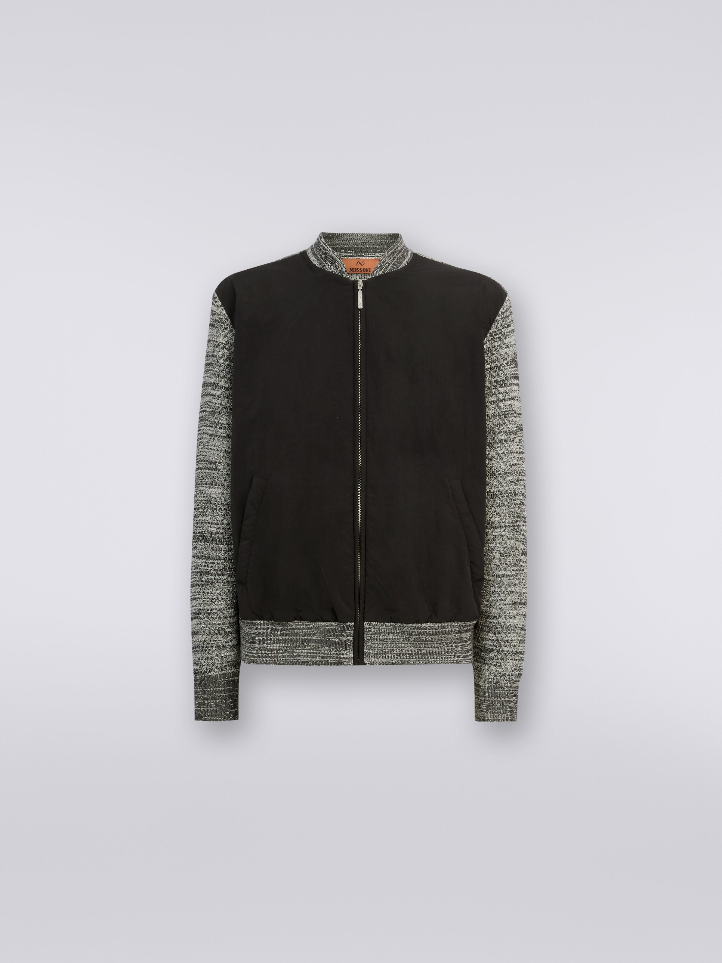 Bomber in misto cotone e nylon, Grigio - 0