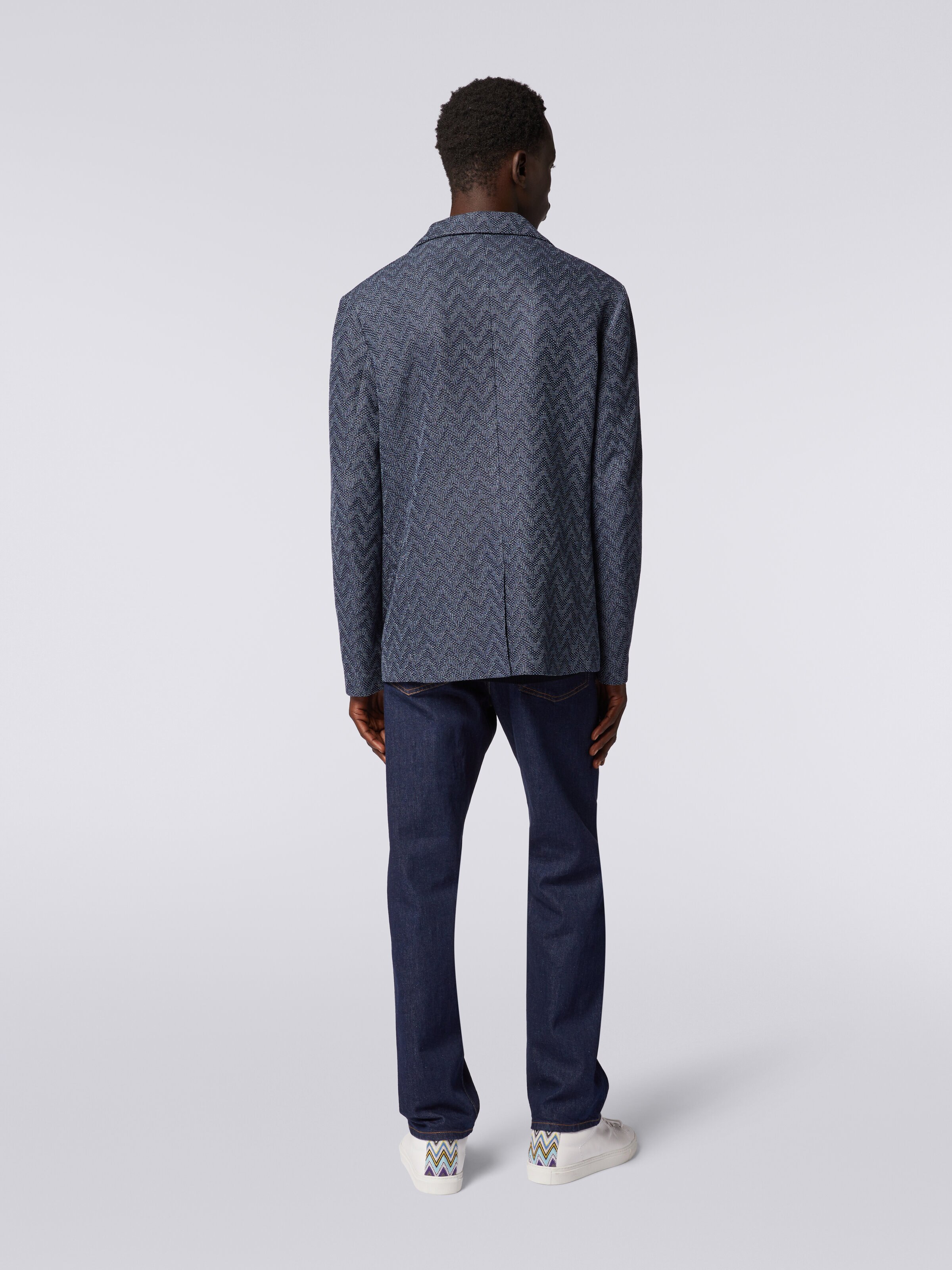 Zigzag cotton single-breasted blazer Blue | Missoni
