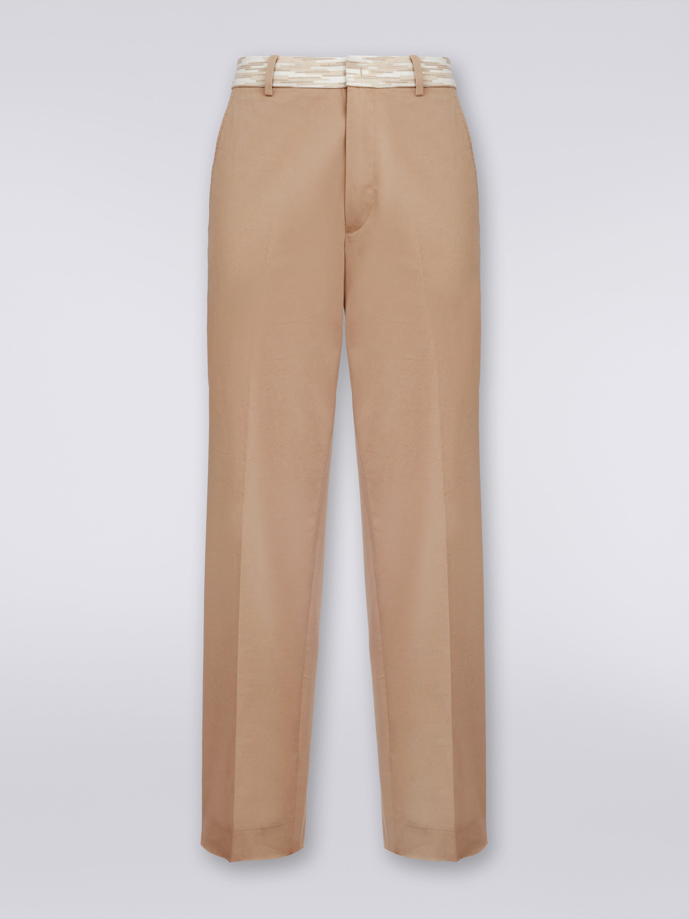 Cotton trousers with slub inserts, White  - 0
