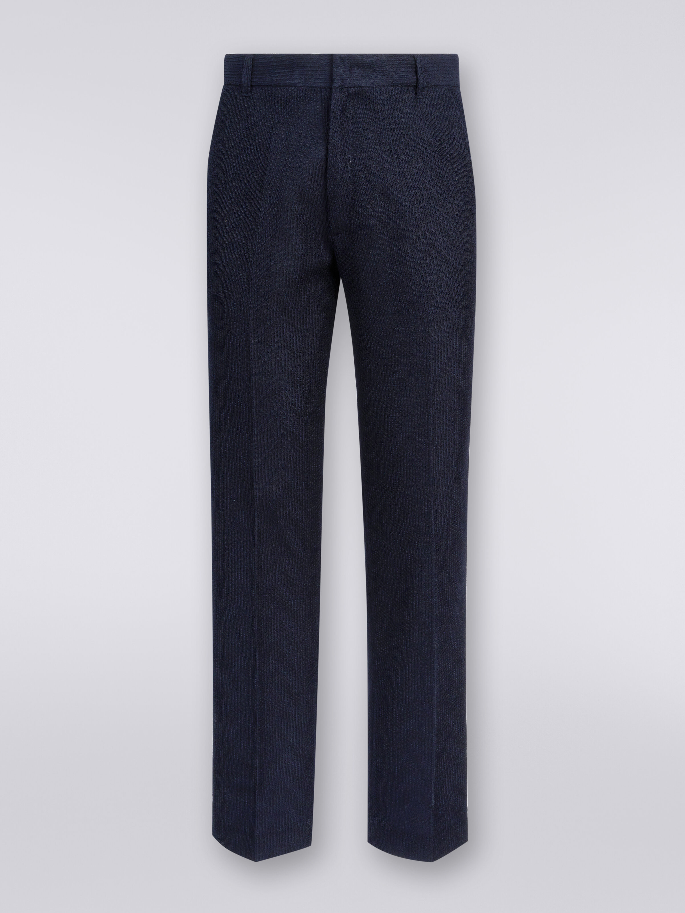 Pantalon chino en coton à chevrons, Bleu Marine  - 0