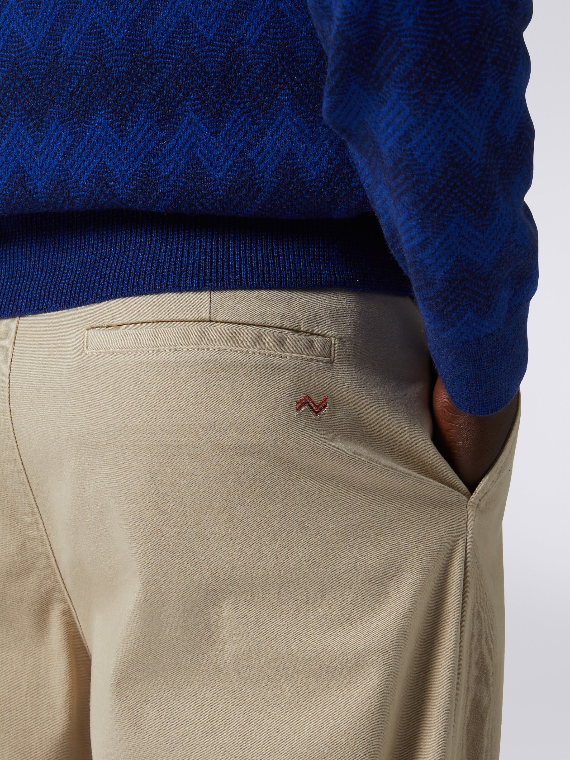 Pantaloni chino  in cotone, Argento - 4