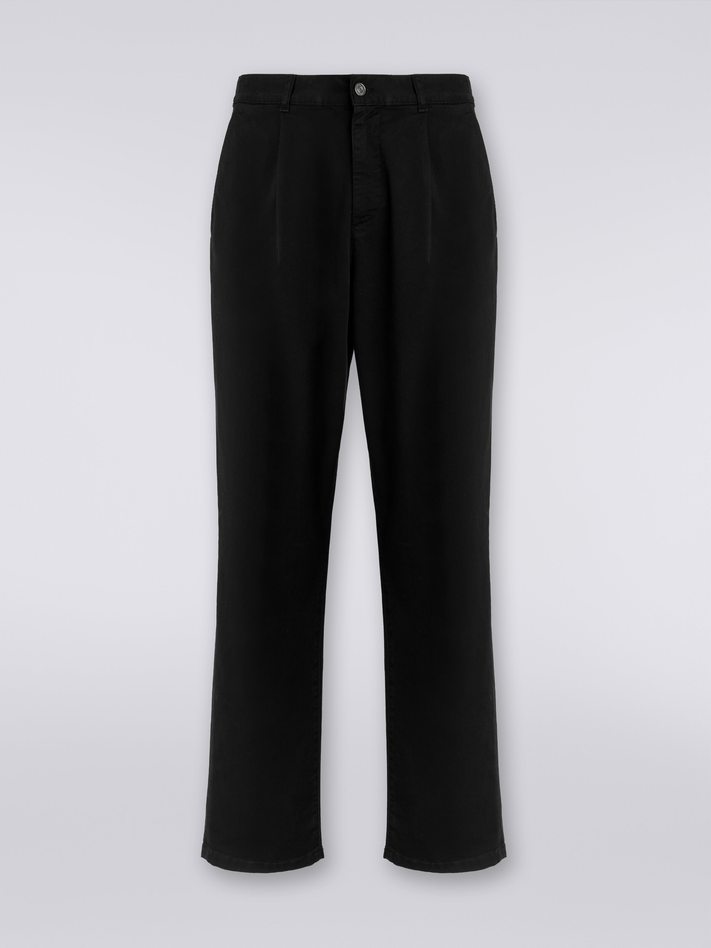 Cotton chino trousers , White, Black & Beige - 0