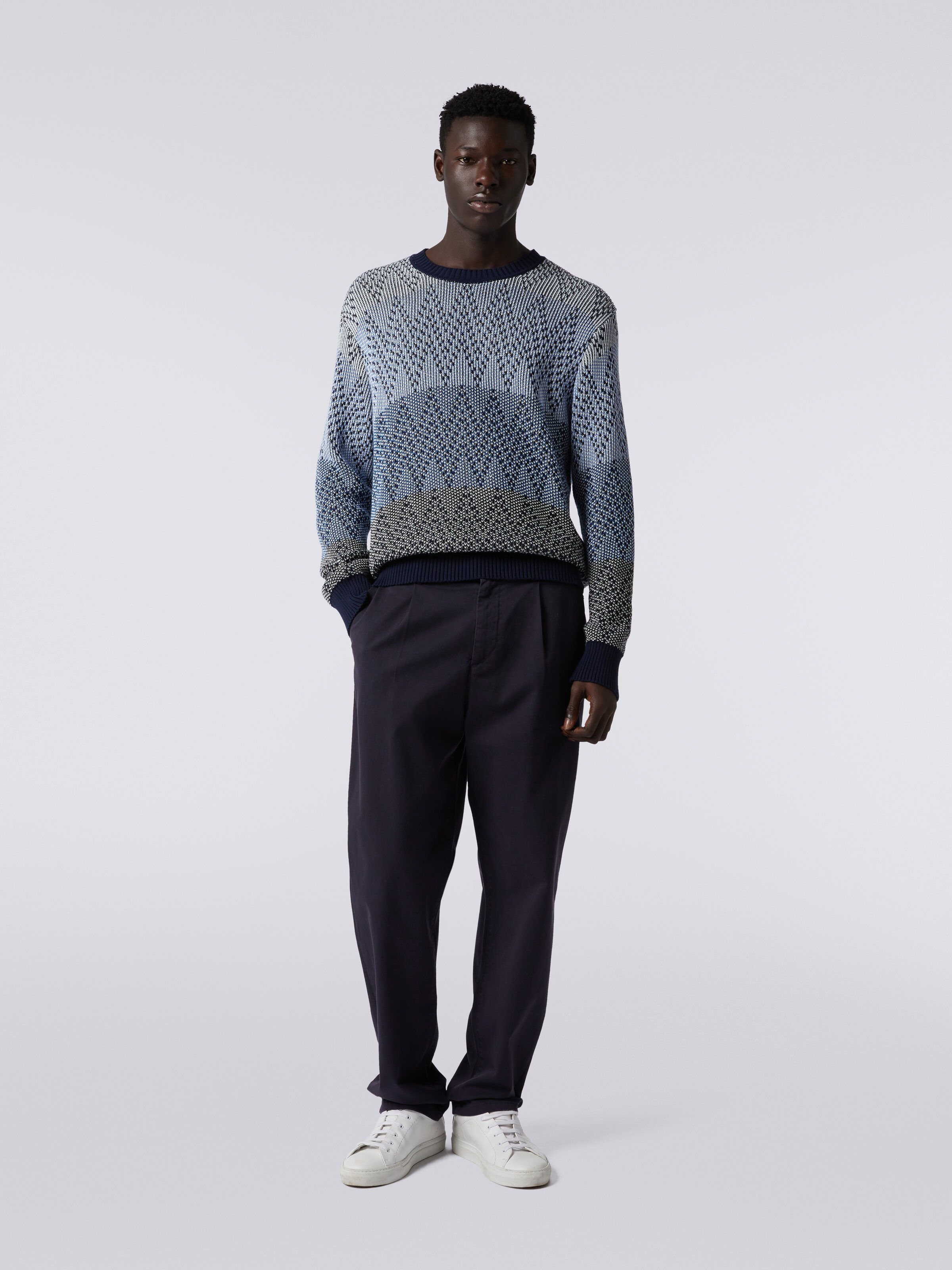 Chino Pants in Cotton, Dark Blue - 1