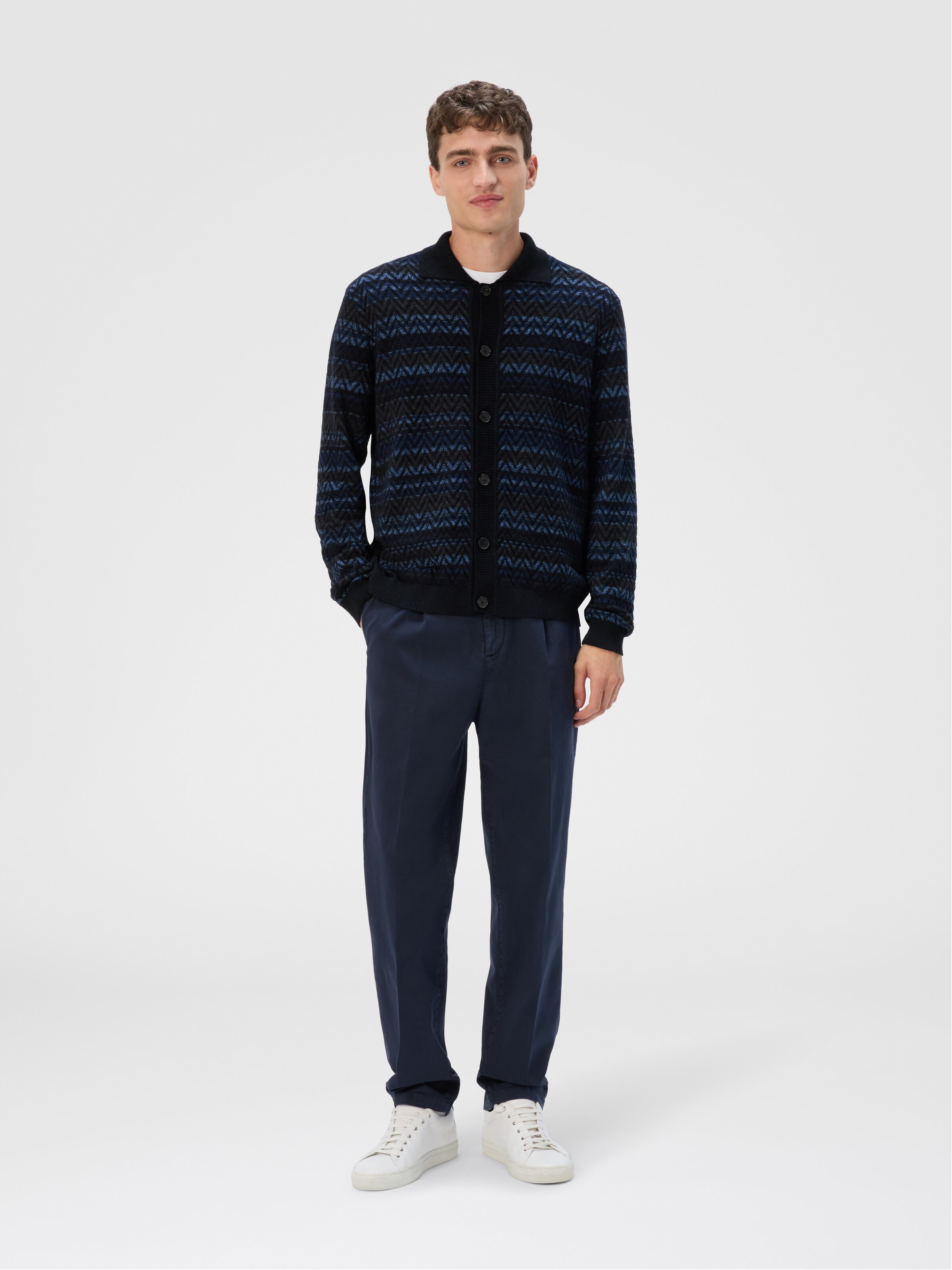 Chino Pants in Cotton, Blue - 1