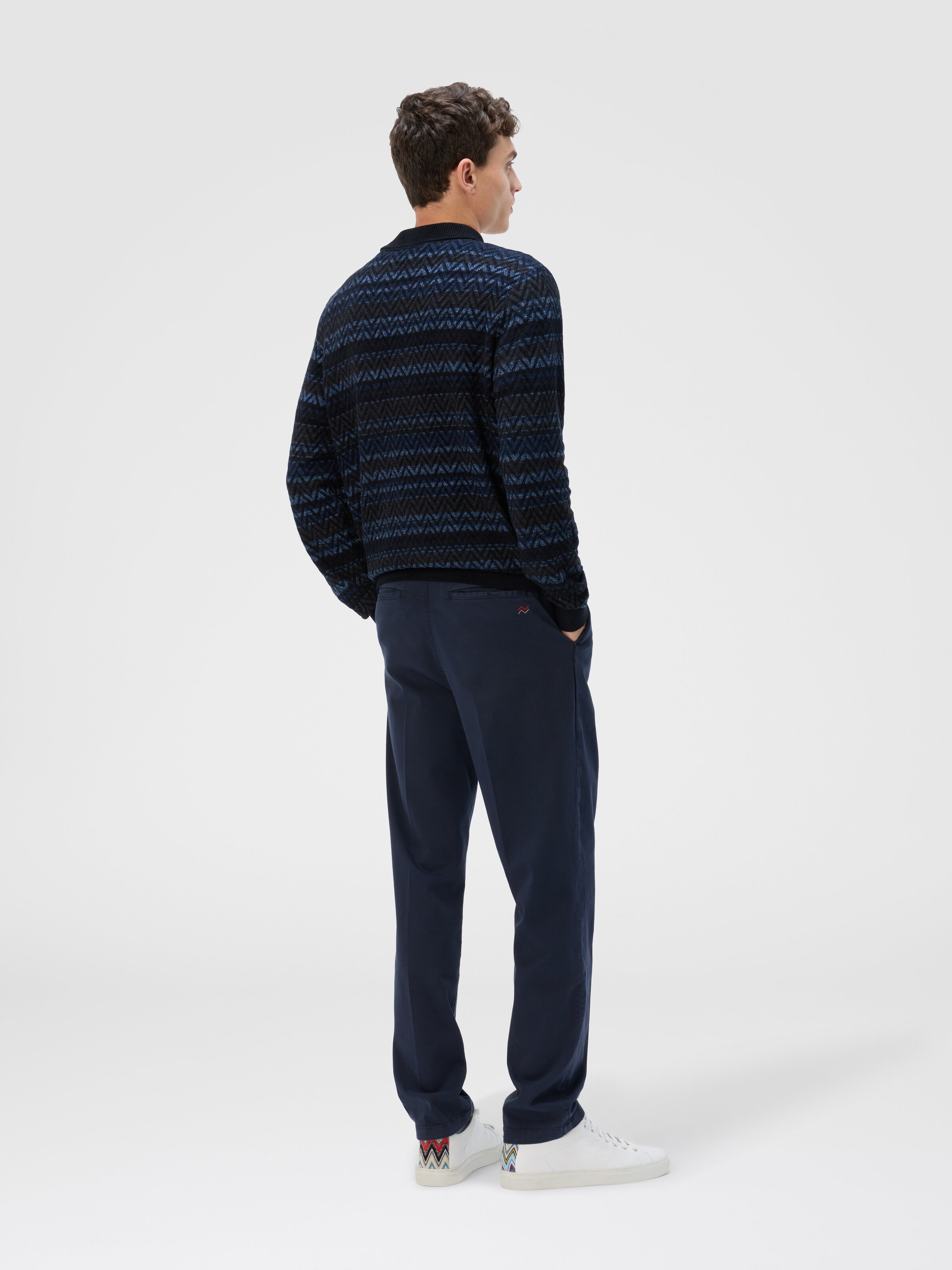 Chino Pants in Cotton, Blue - 2