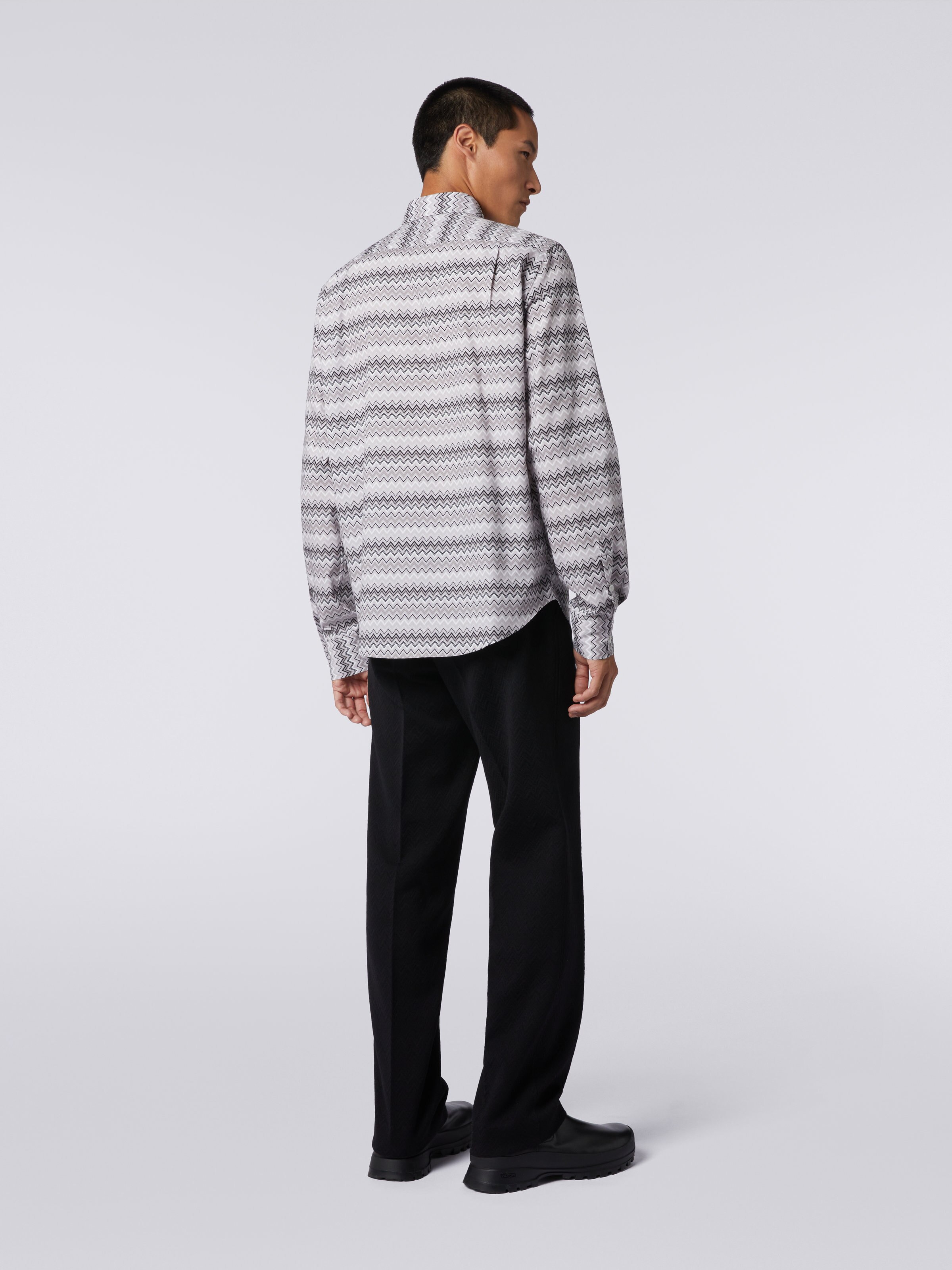 Zigzag cotton poplin shirt, Grey - 3