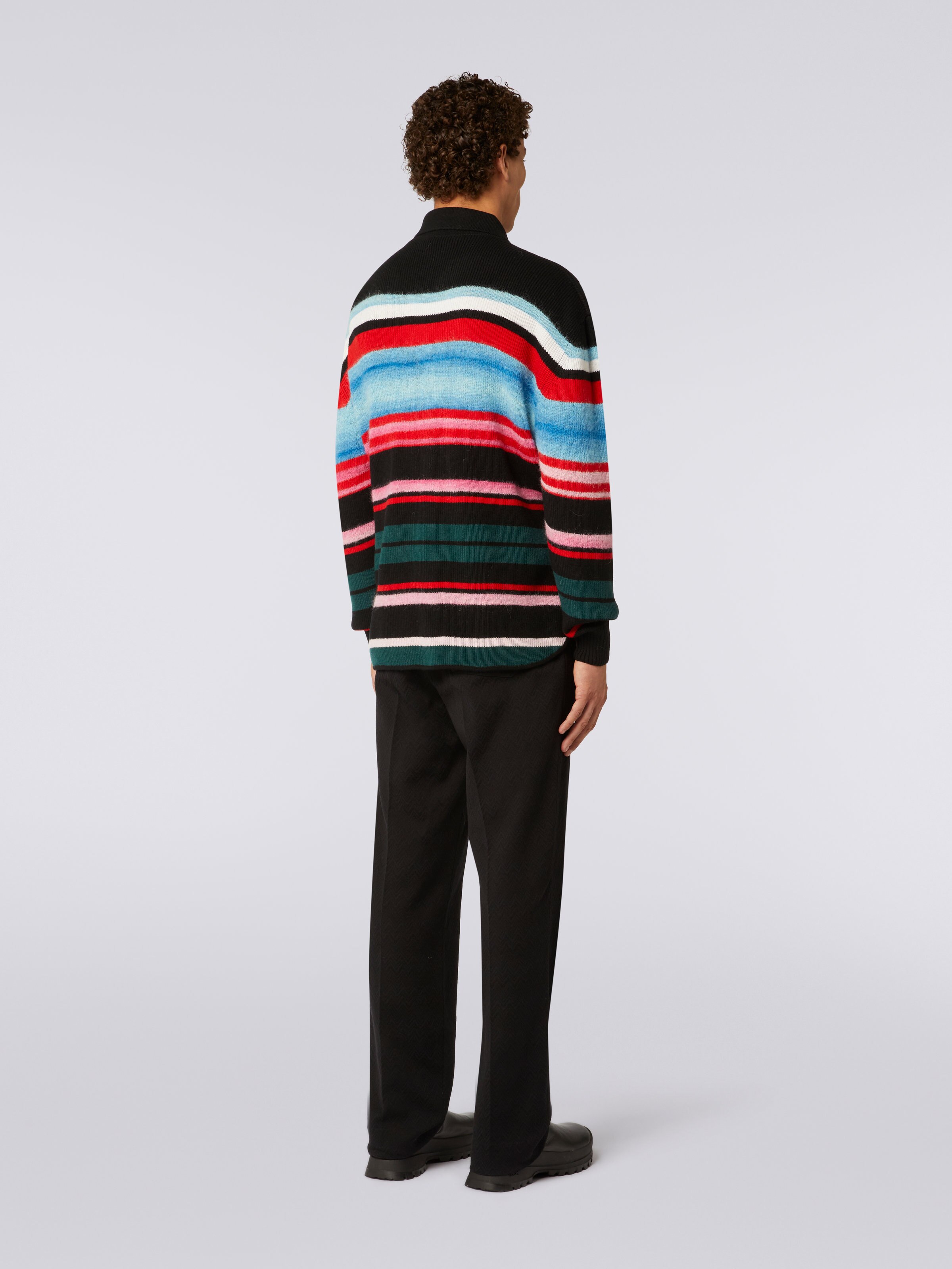 Camicia in misto lana a righe, Multicolore  - 3