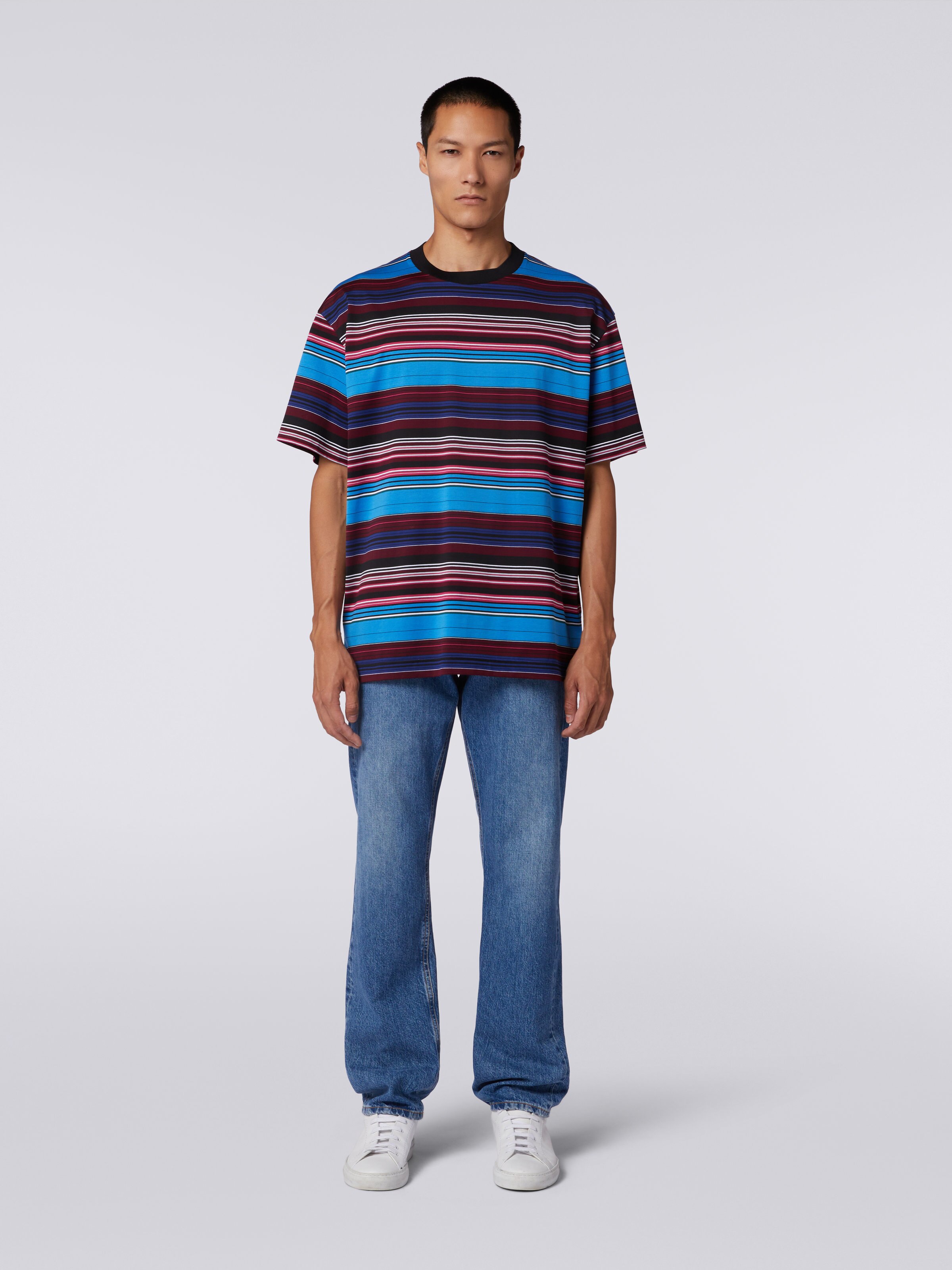 Striped cotton jersey T-shirt, Multicoloured  - 1