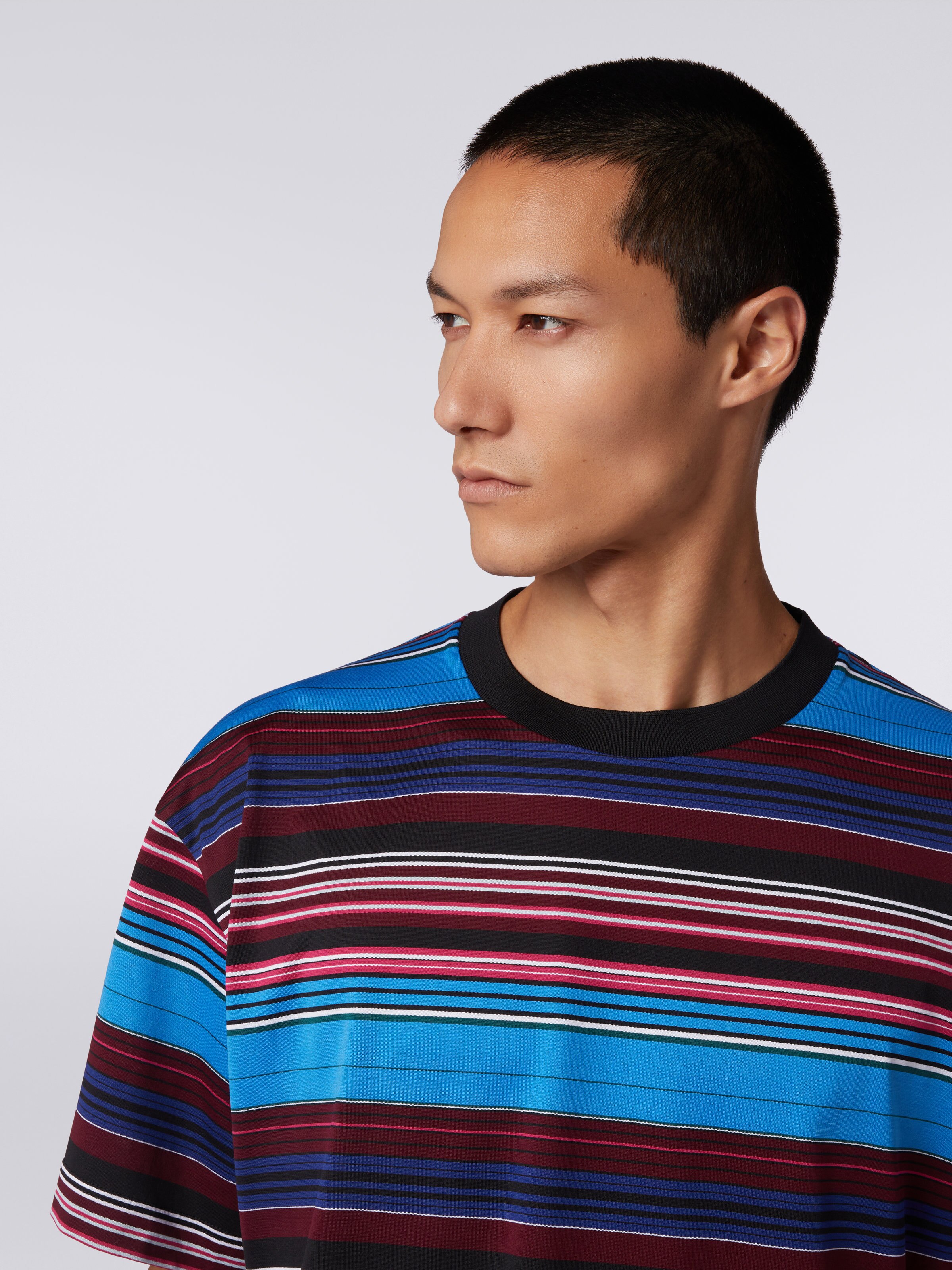 Striped cotton jersey T-shirt, Multicoloured  - 4