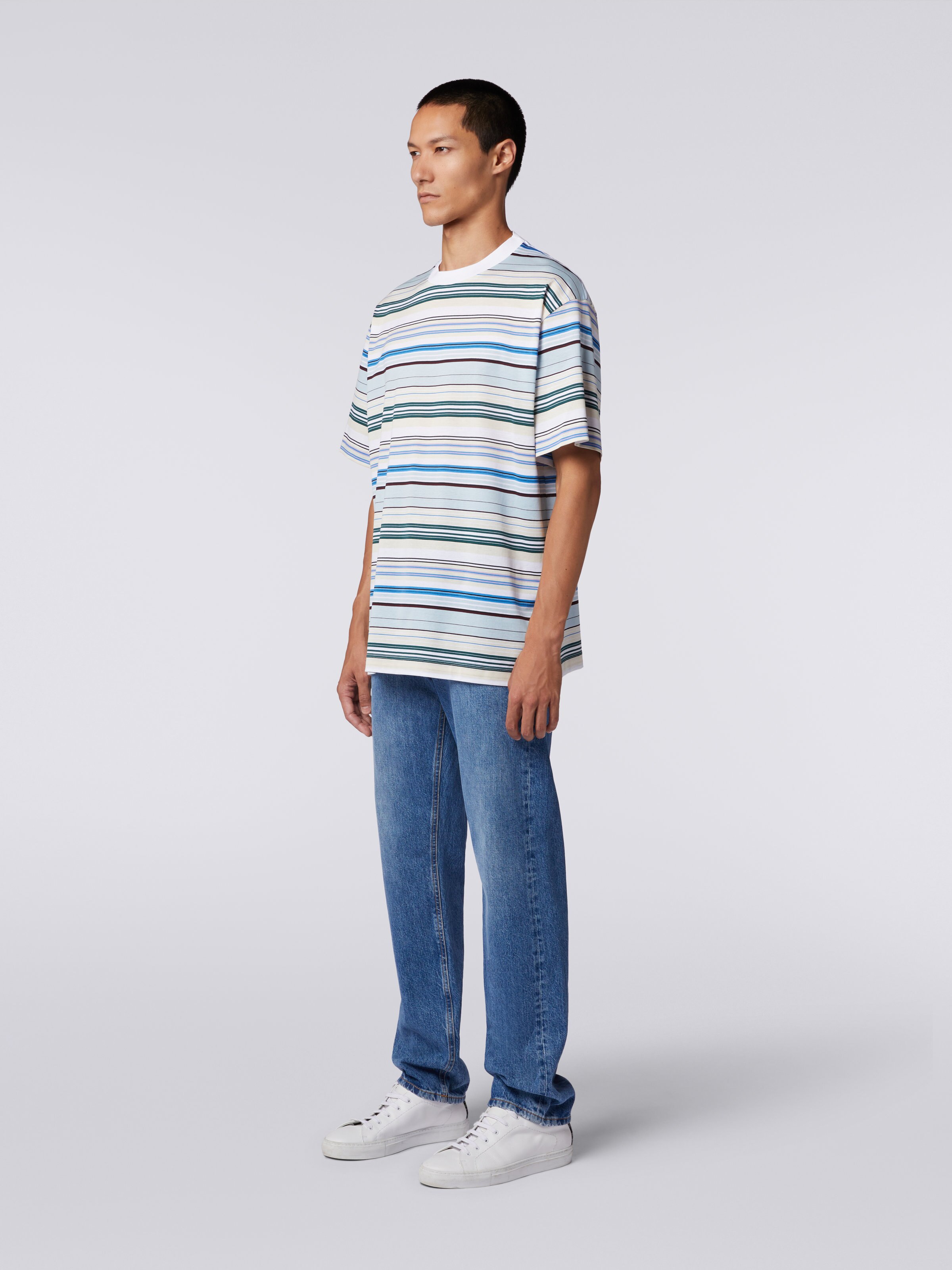 Striped cotton jersey T-shirt, Multicoloured  - 2