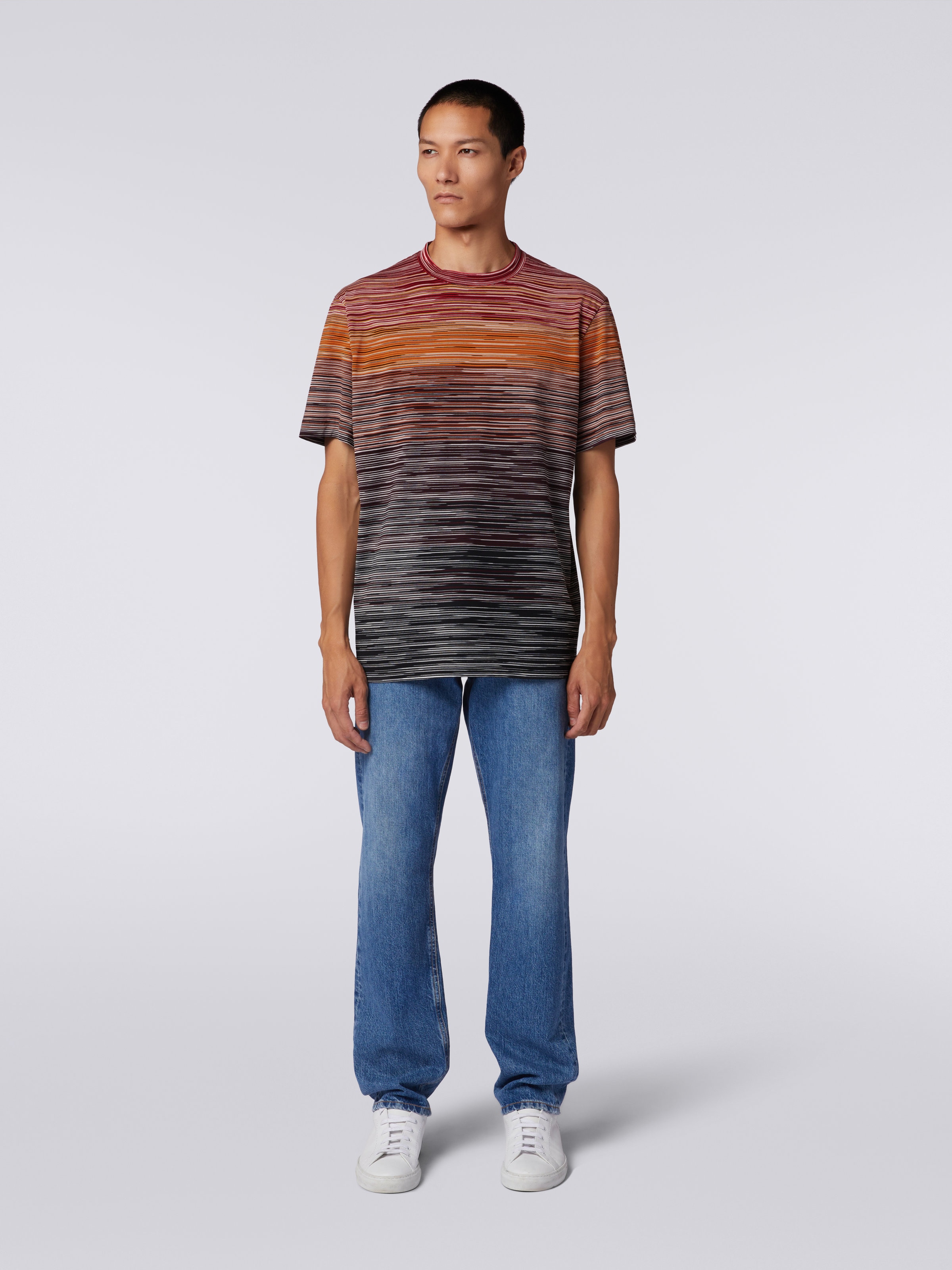 Camiseta en tejido jersey de algodón flameado, Multicolor  - 1