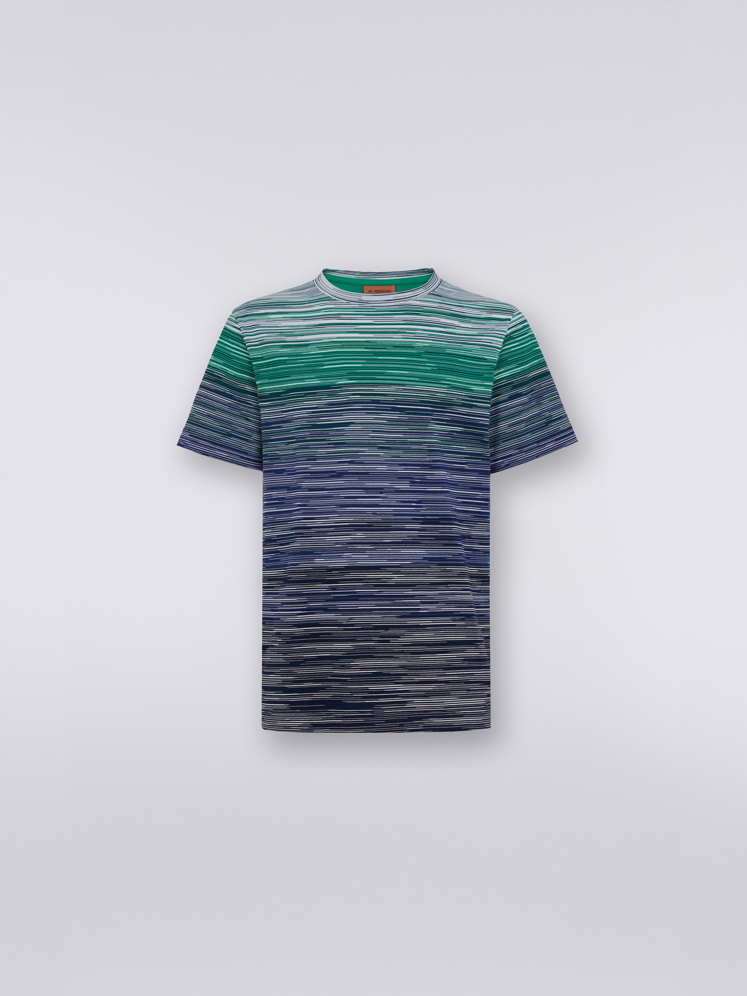 T-shirt in jersey di cotone fiammato , Multicolore  - 0