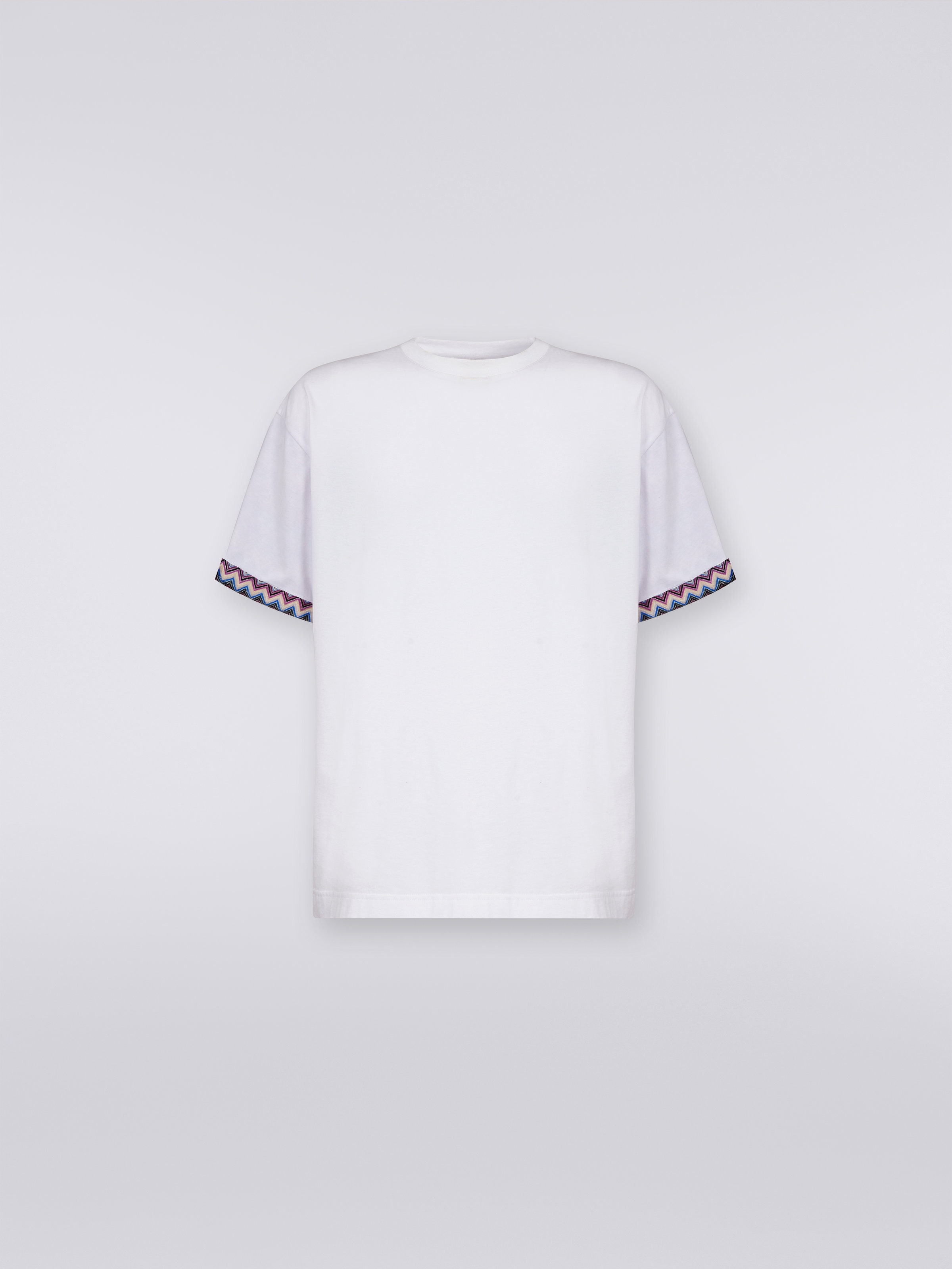 Camiseta en tejido jersey de algodón con puños con vuelta en zigzag, Multicolor  - 0