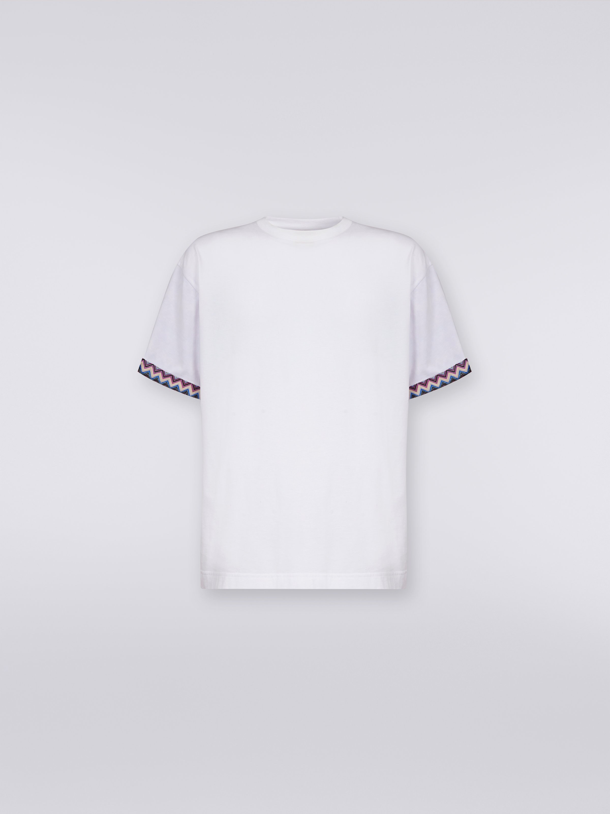 Cotton jersey T-shirt with zigzag turn-ups, Multicoloured  - 0