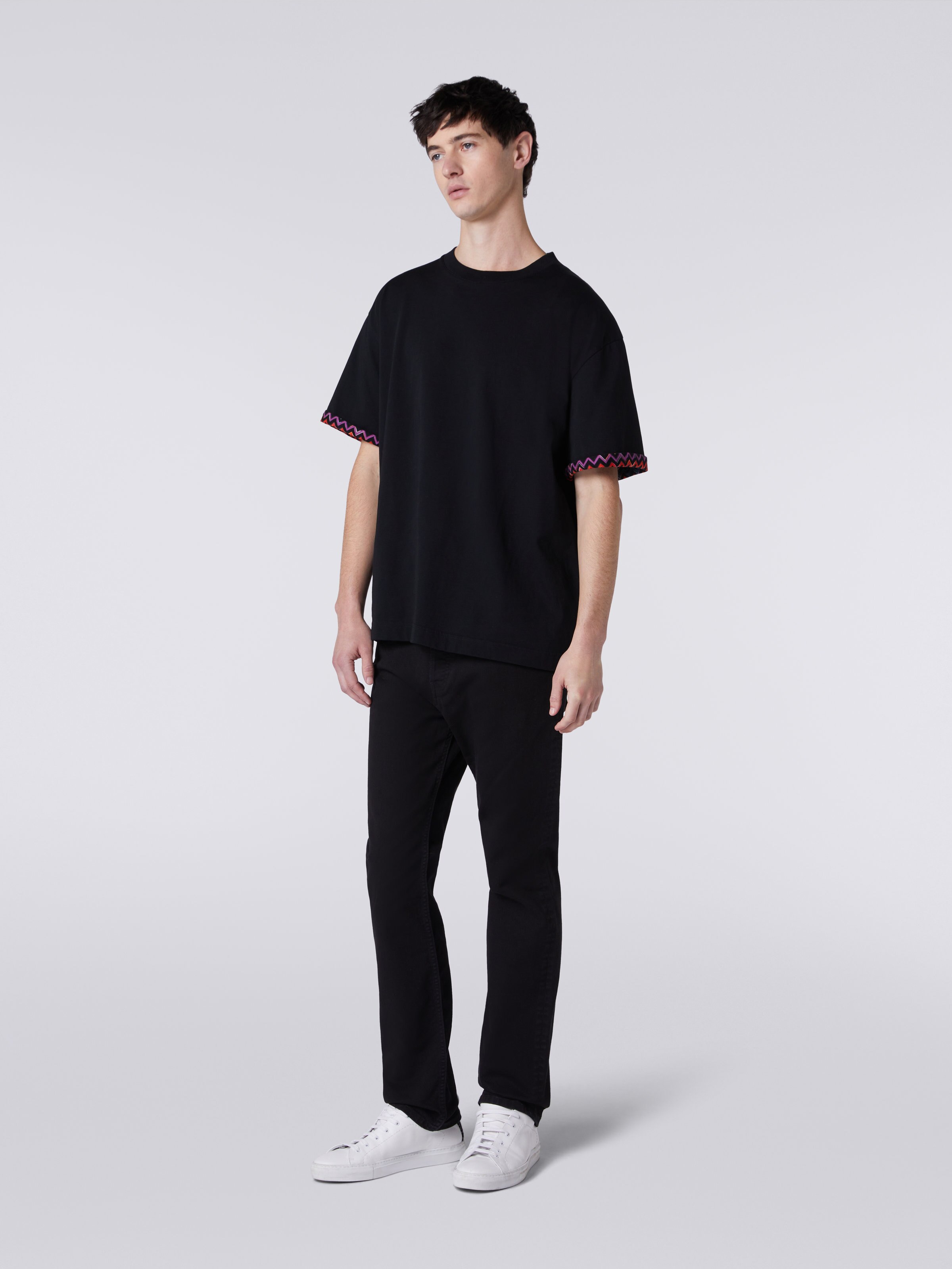 T-shirt en jersey de coton avec revers zig zag, Multicolore  - 2