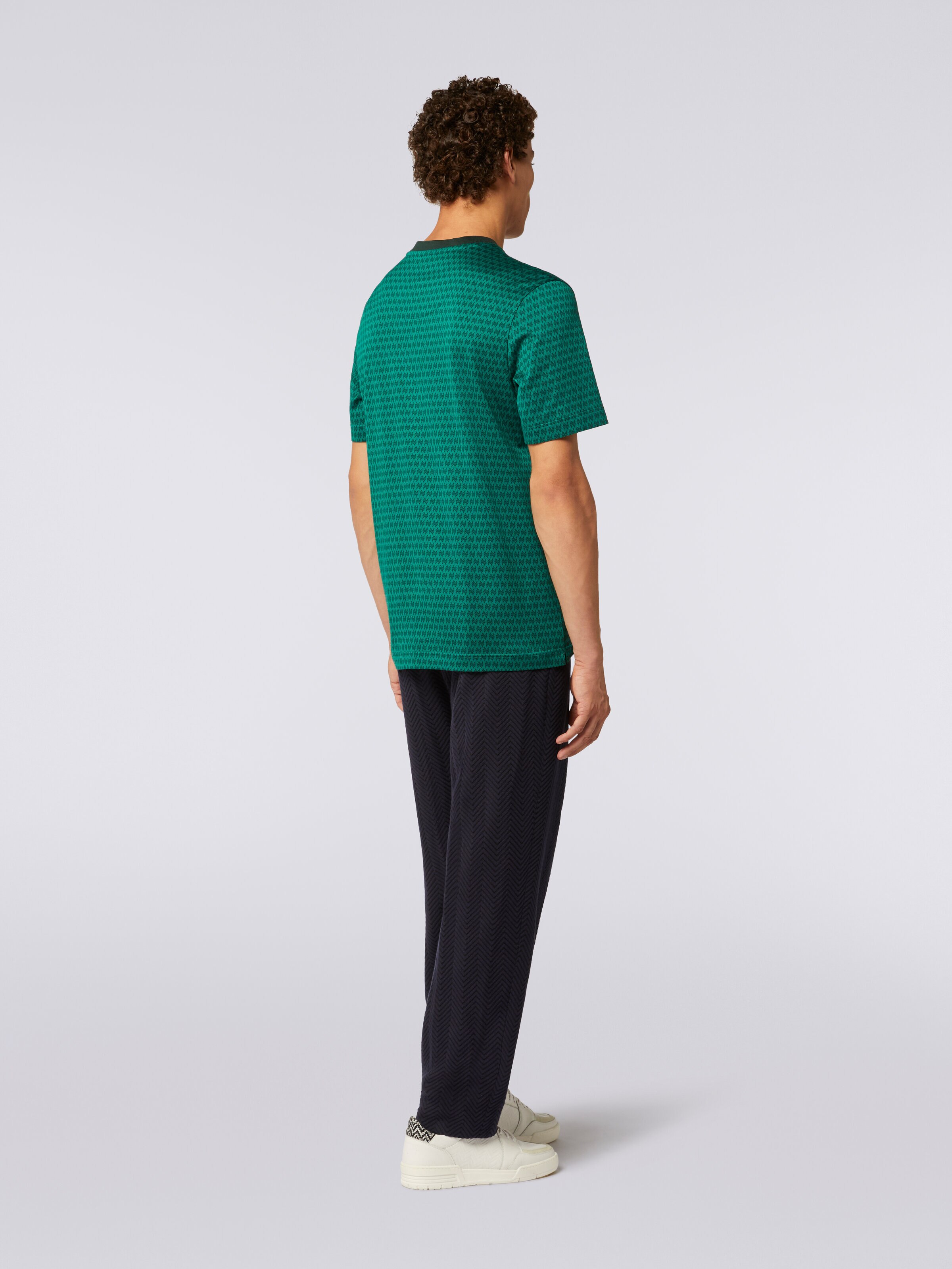 Crew-neck cotton T-shirt with embroidery, Green - 3