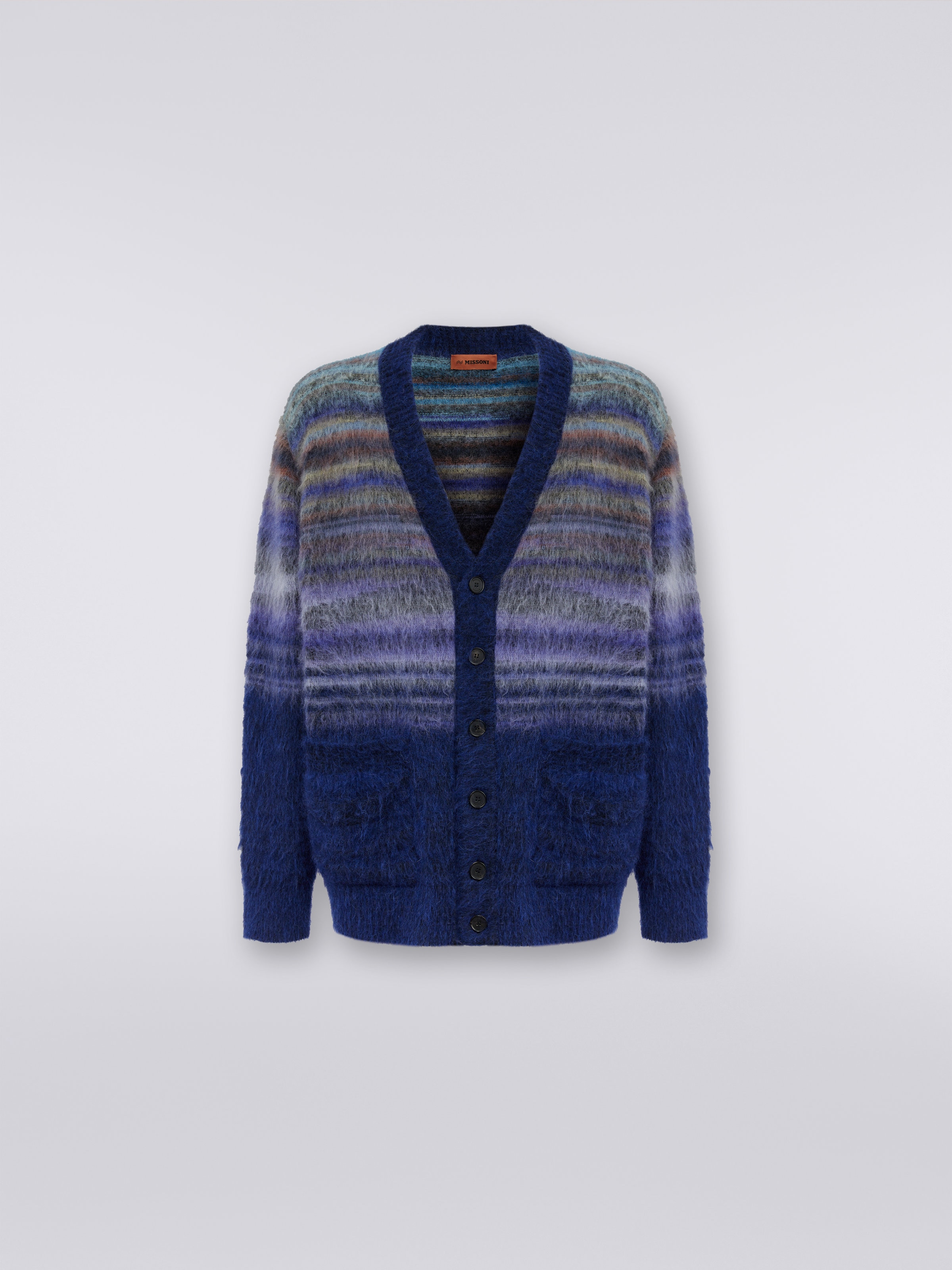 Dégradé slub wool blend cardigan, Multicoloured  - 0