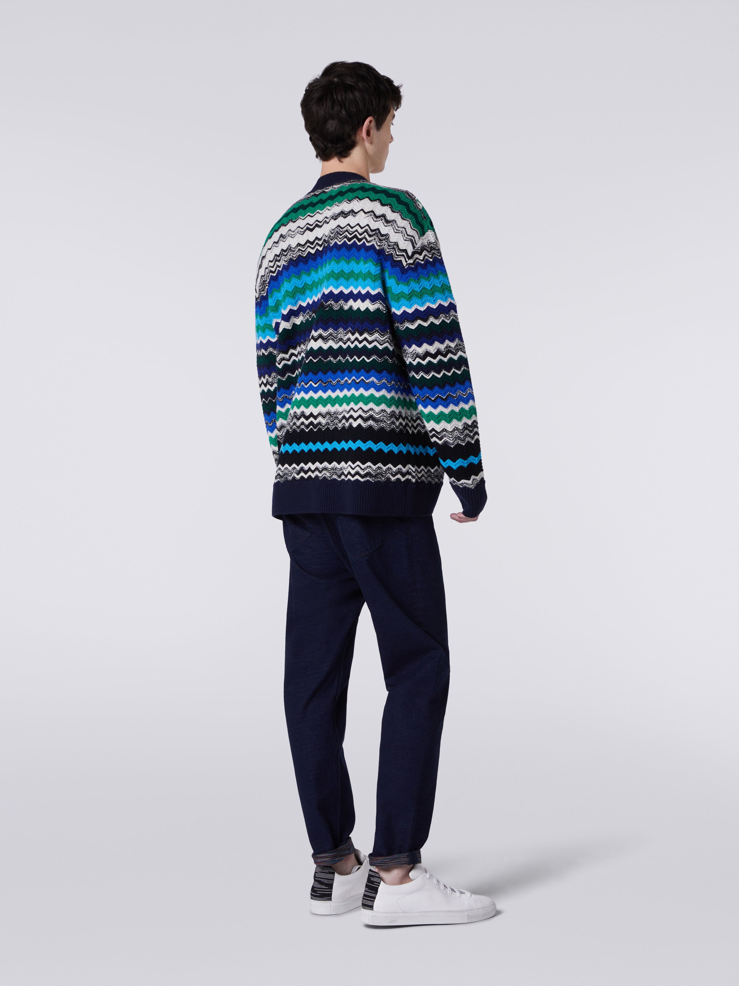 Wool blend chevron cardigan, Multicoloured  - 3