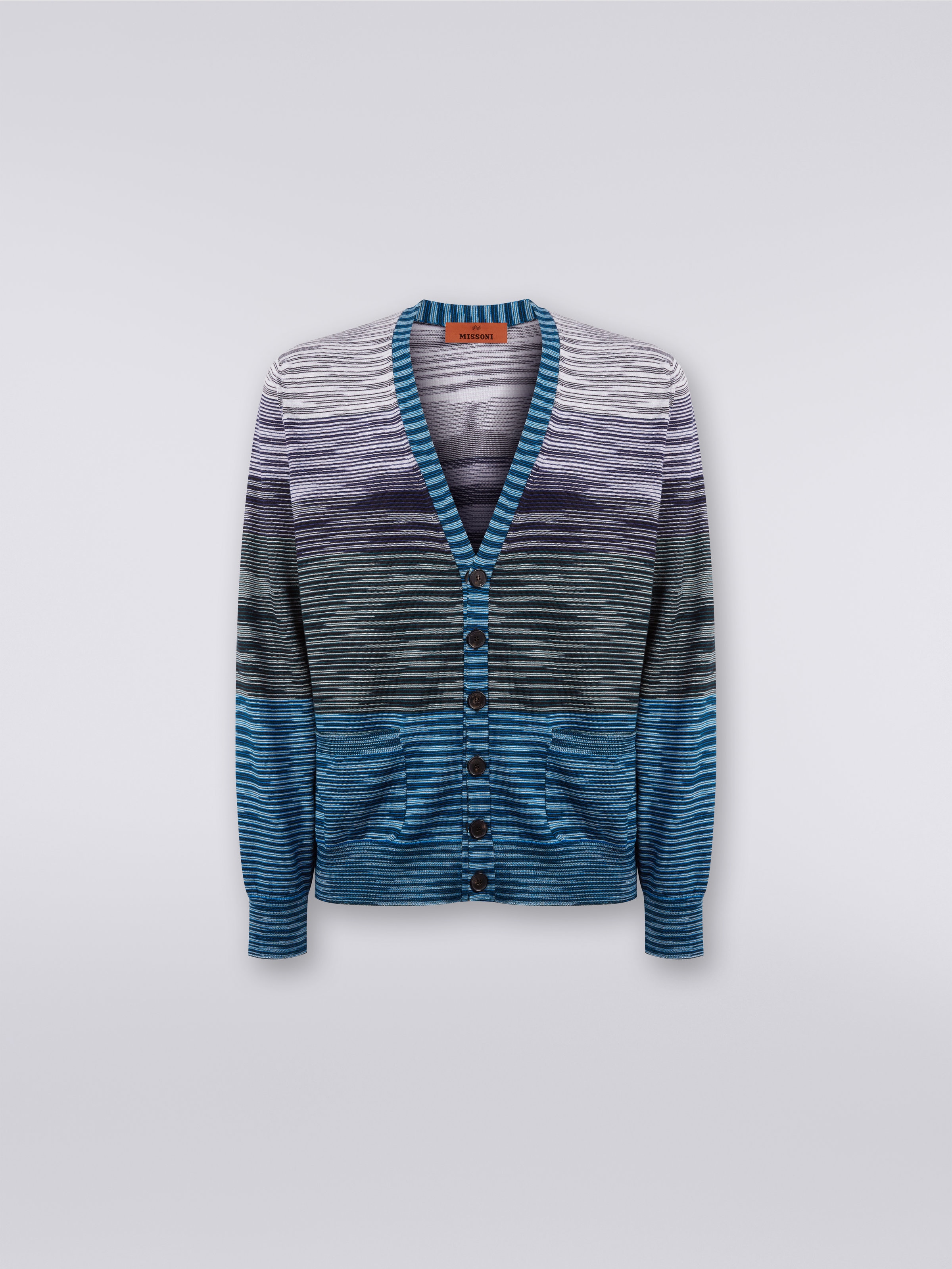 Cardigan in maglia di lana fiammata, Multicolore  - 0