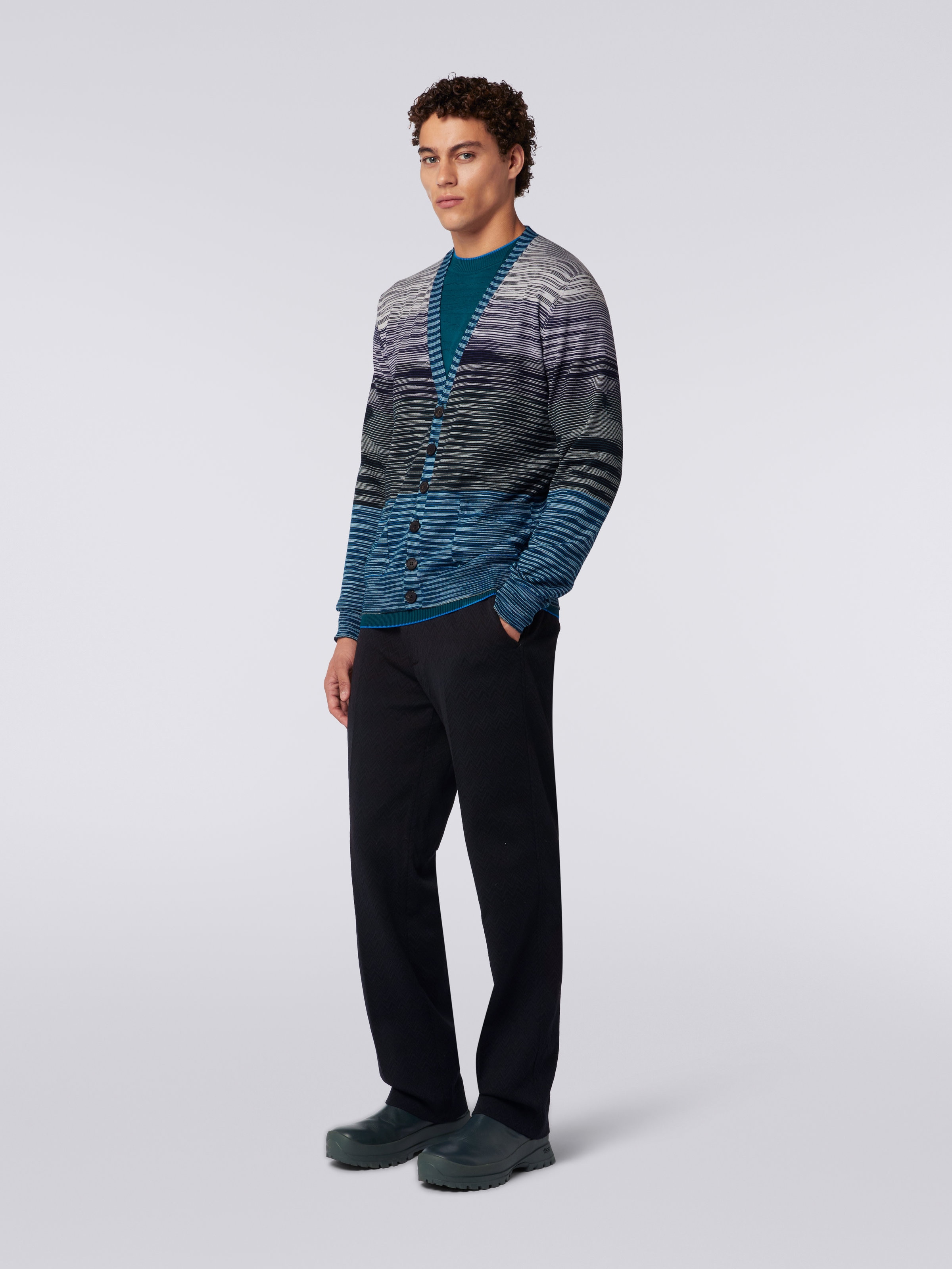 Cardigan in maglia di lana fiammata, Multicolore  - 2