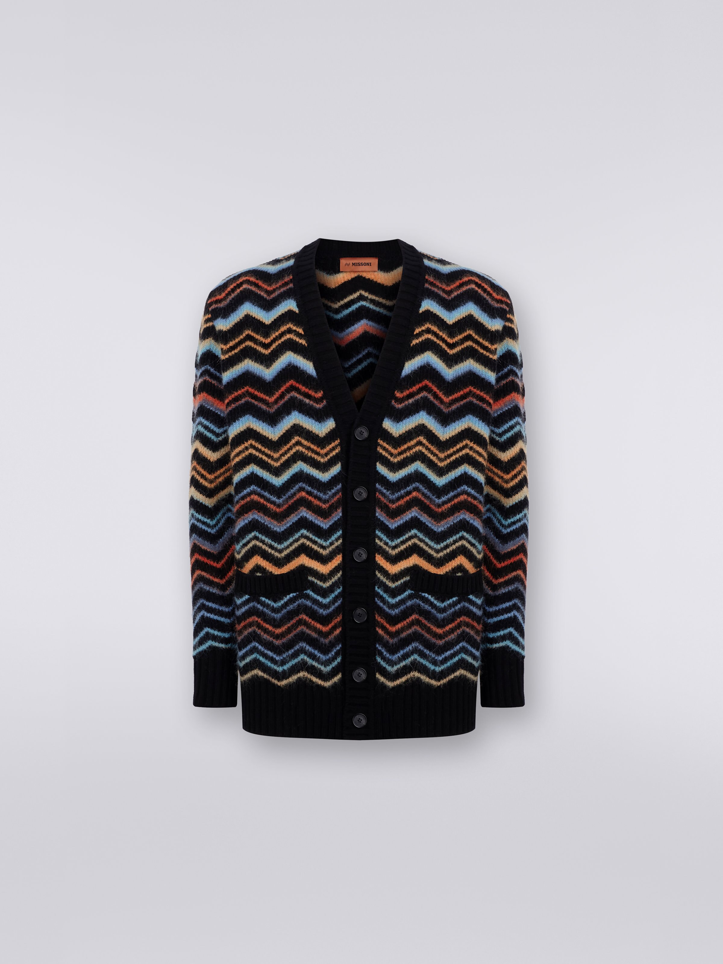 Wool blend chevron cardigan, Multicoloured  - 0