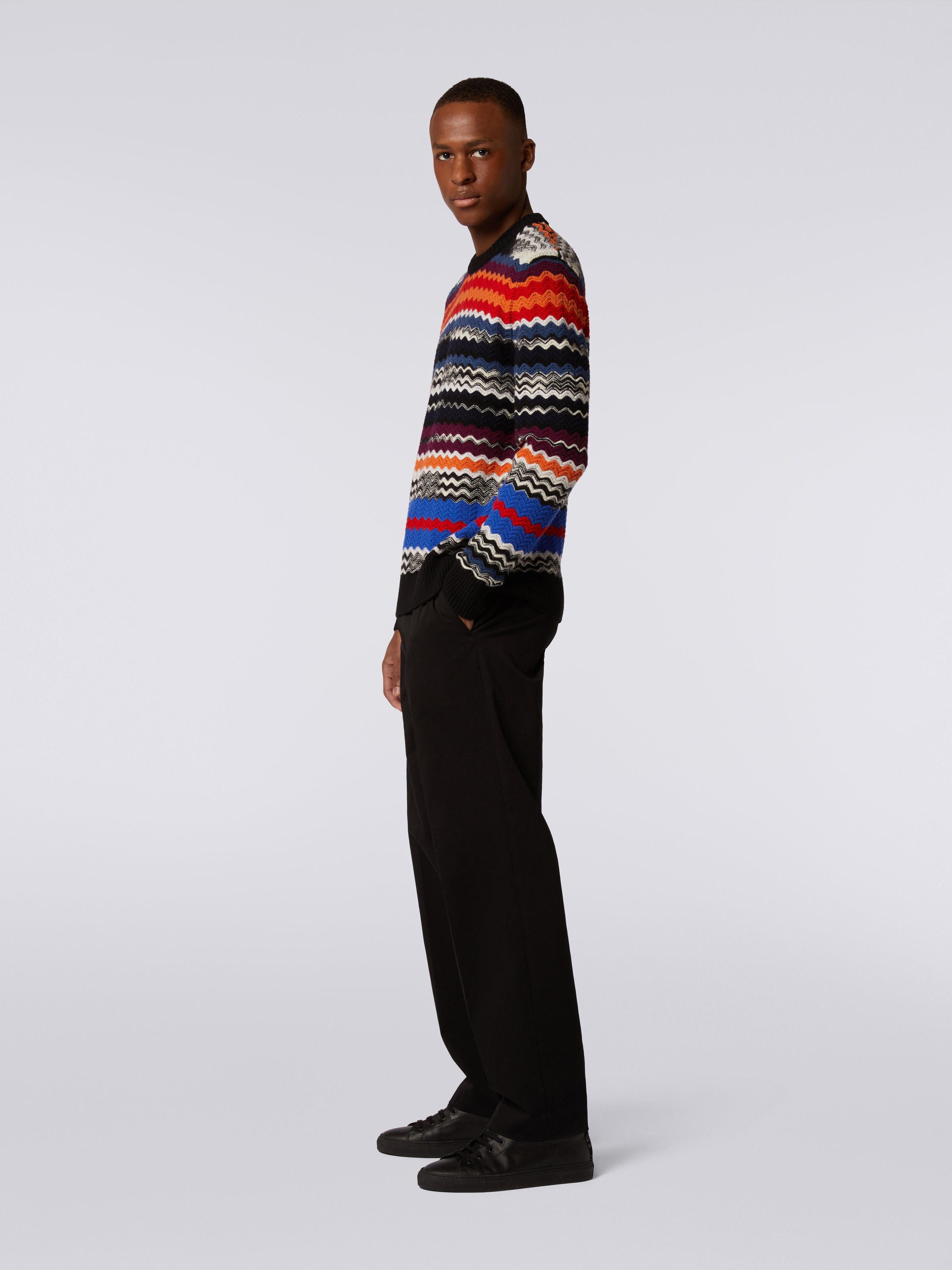 Wool blend crew-neck chevron pullover , Multicoloured  - 2