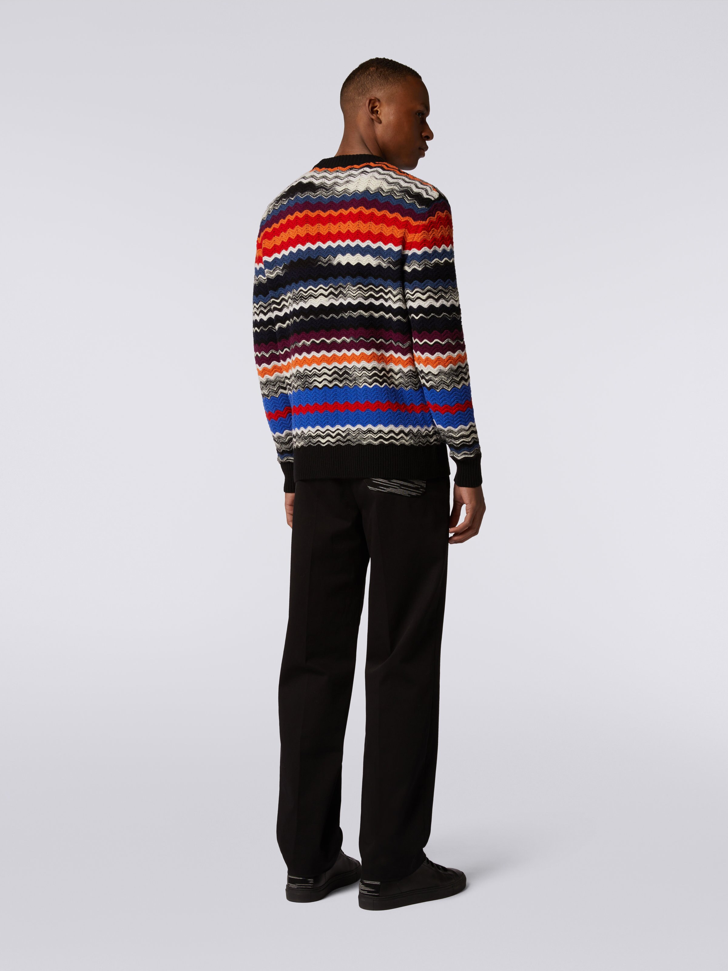 Wool blend crew-neck chevron pullover , Multicoloured  - 3