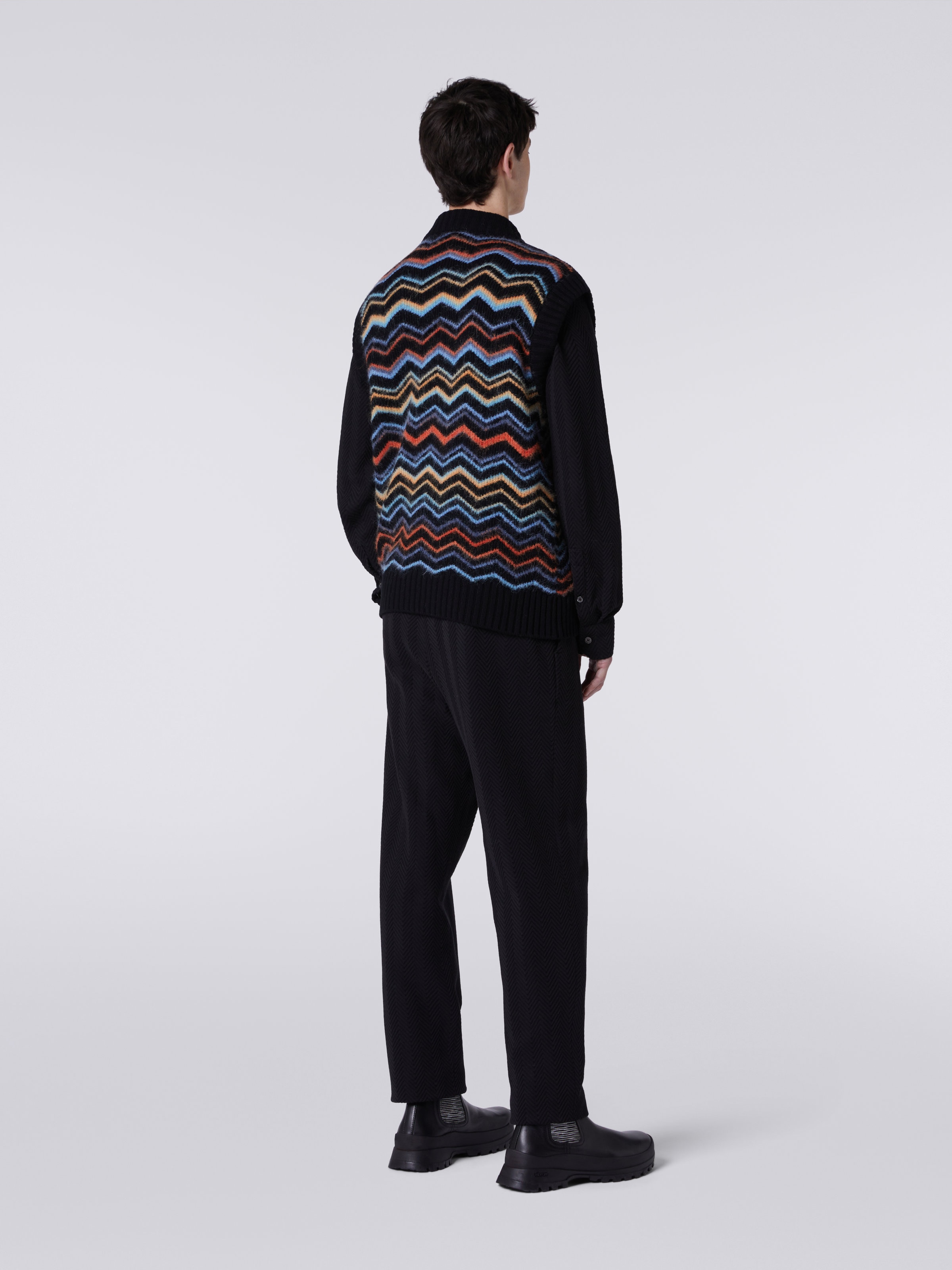 Wool and mohair chevron gilet, Multicoloured  - 3