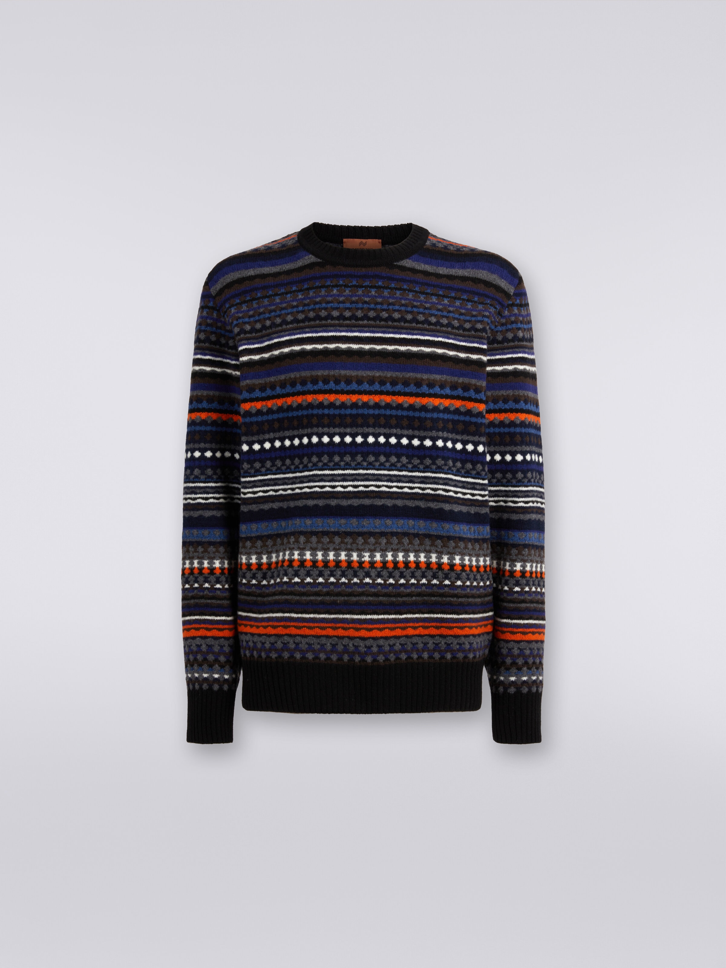 Jersey de cuello redondo de lana jacquard, Multicolor  - 0