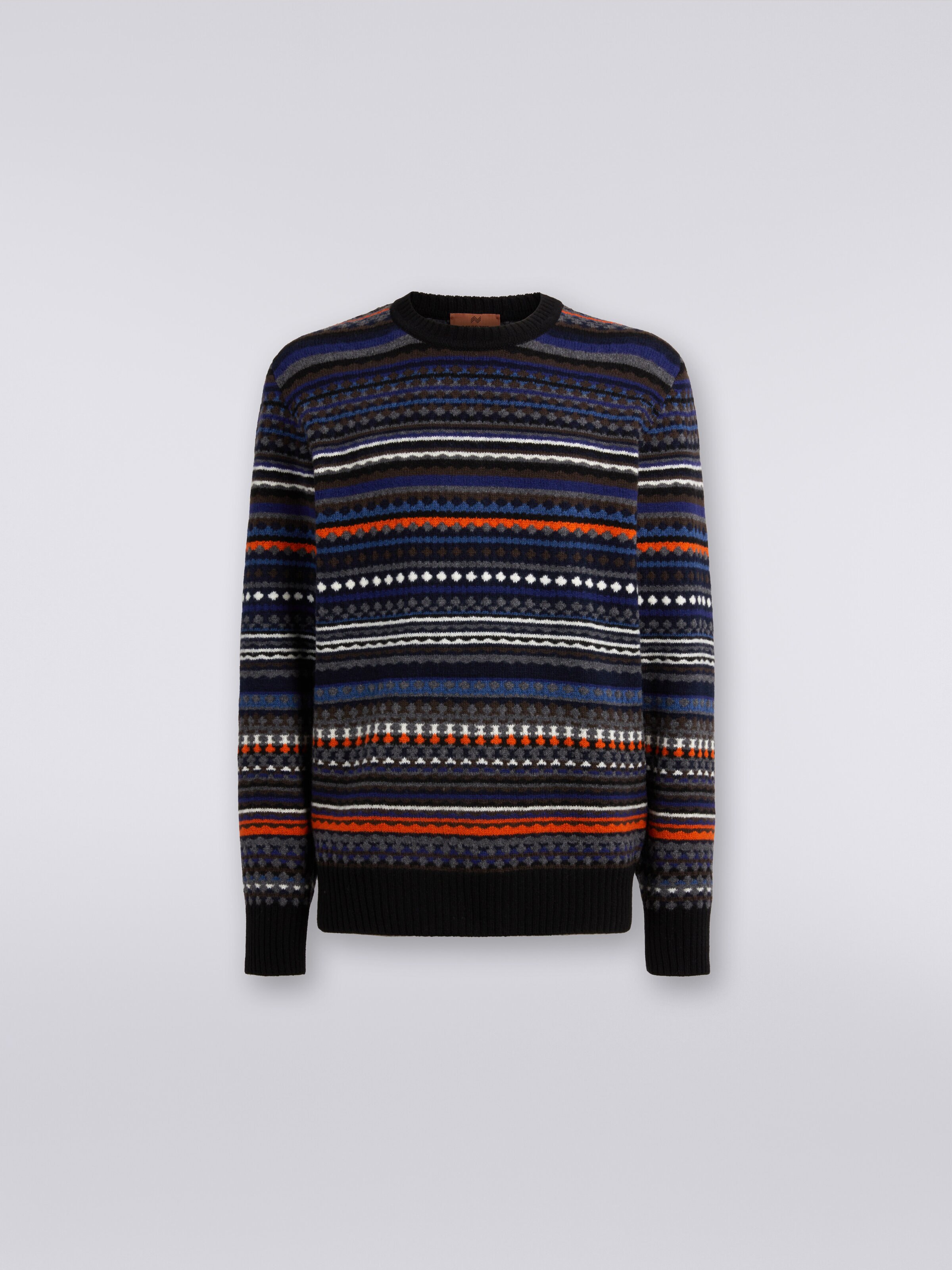 Jacquard wool crew-neck sweater, Multicoloured  - 0