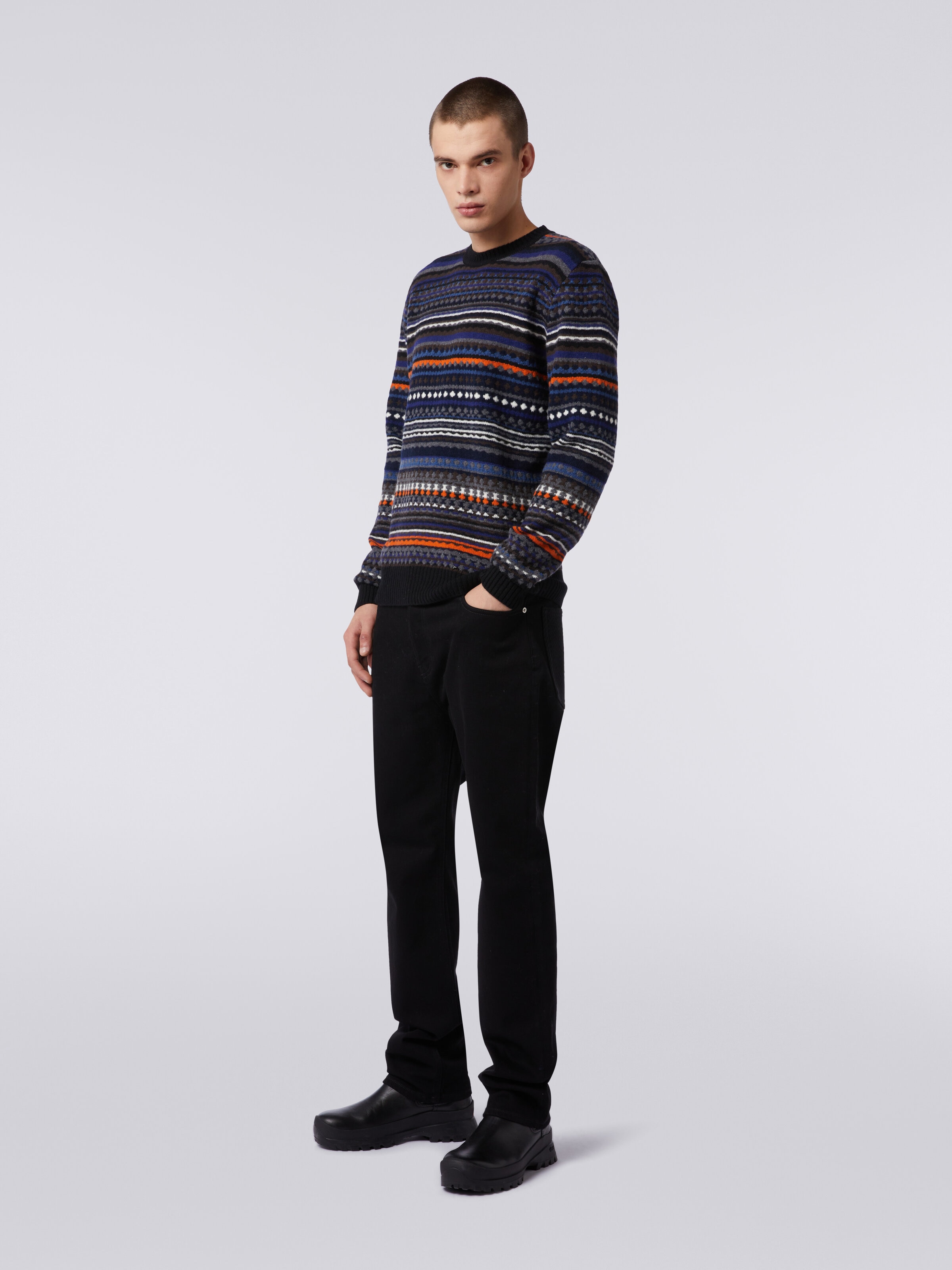 Jacquard wool crew-neck sweater, Multicoloured  - 2