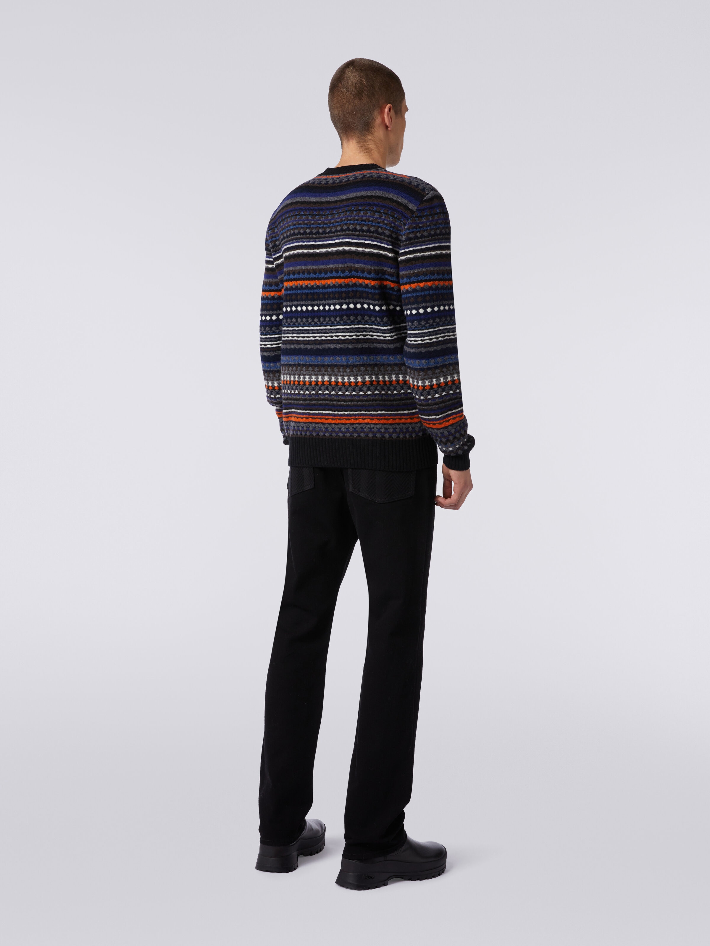Jacquard wool crew-neck sweater, Multicoloured  - 3