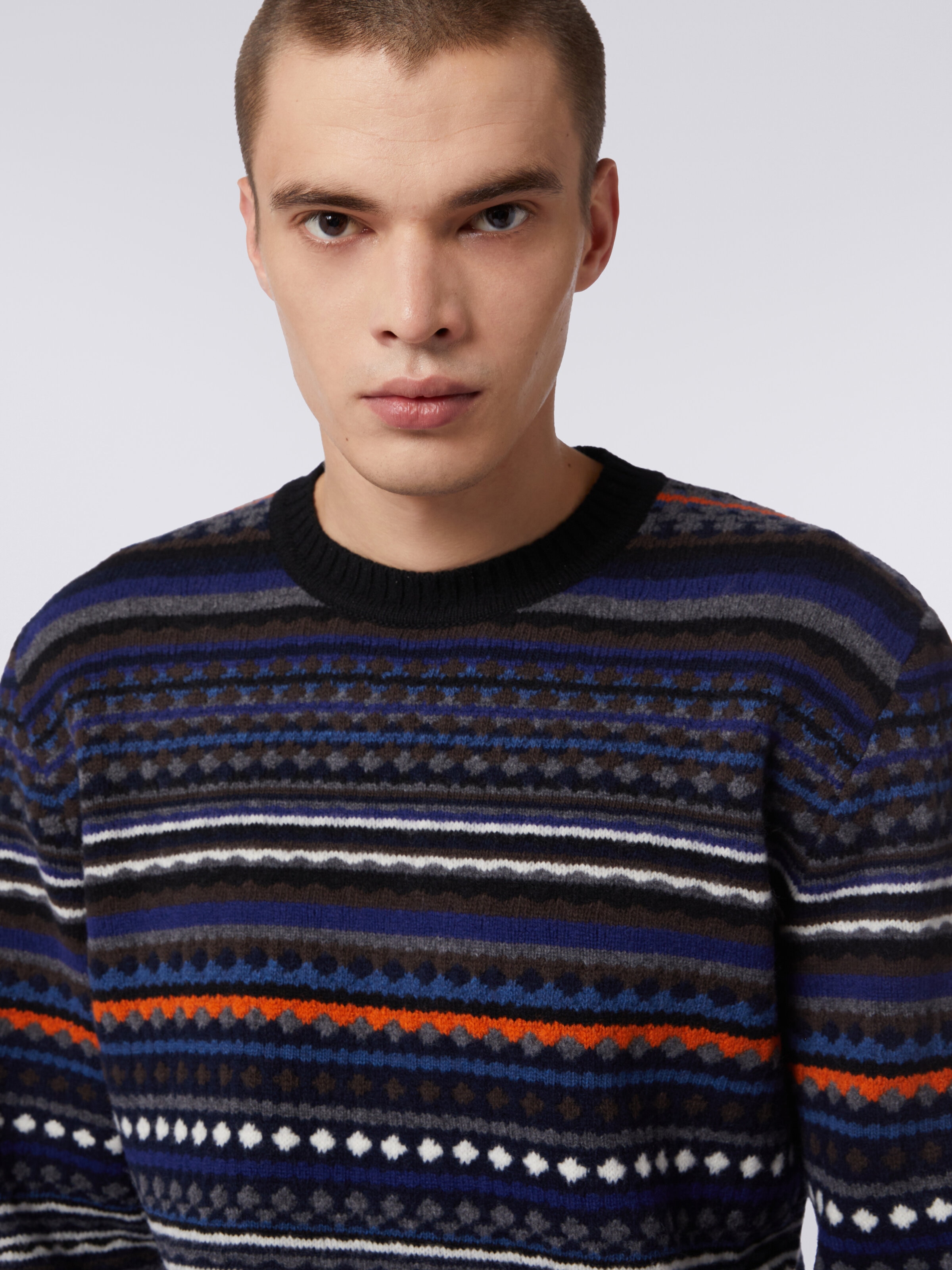 Jacquard wool crew-neck sweater, Multicoloured  - 4