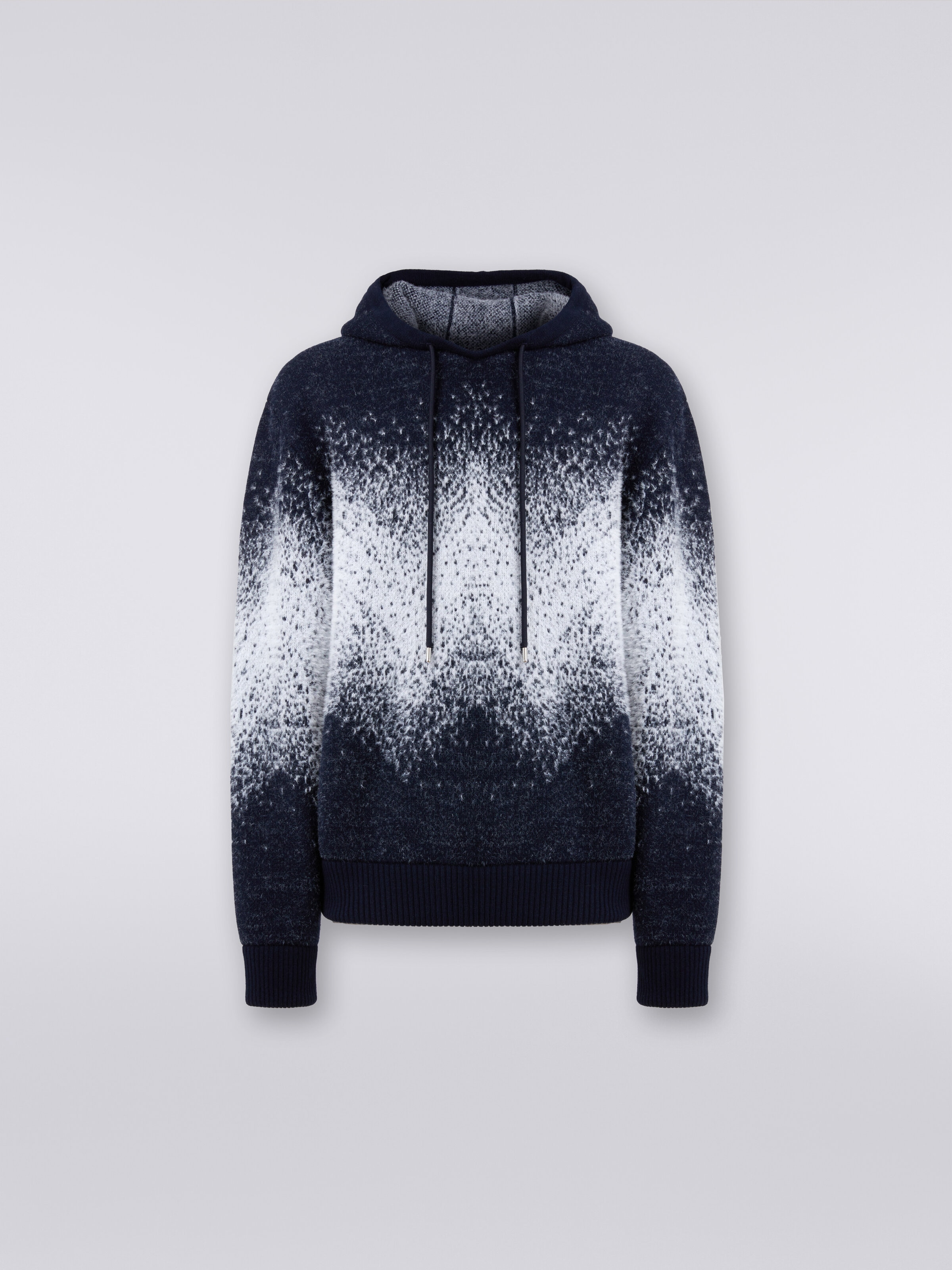 Jacquard wool blend hoodie, Multicoloured  - 0