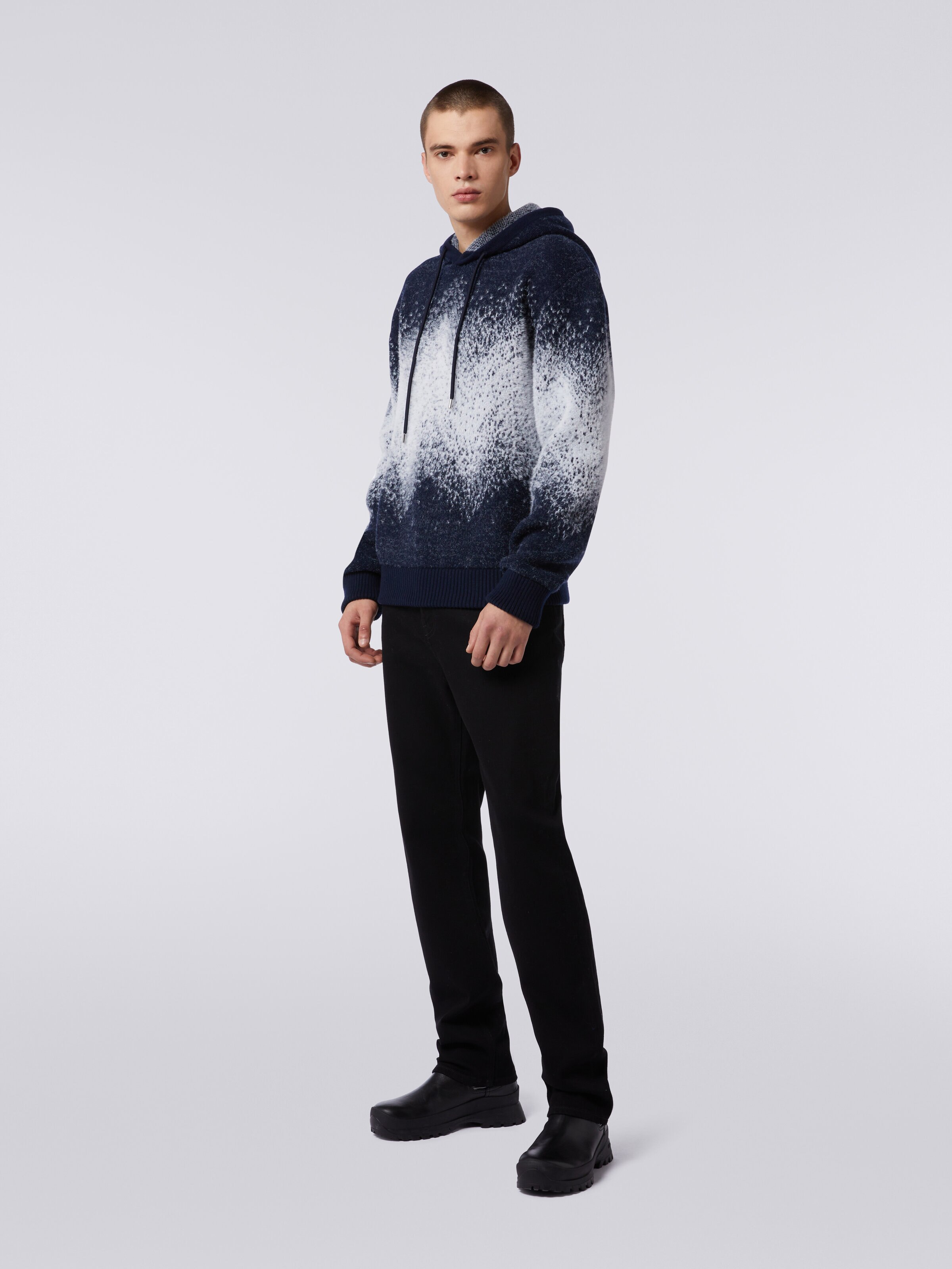 Jacquard wool blend hoodie, Multicoloured  - 2