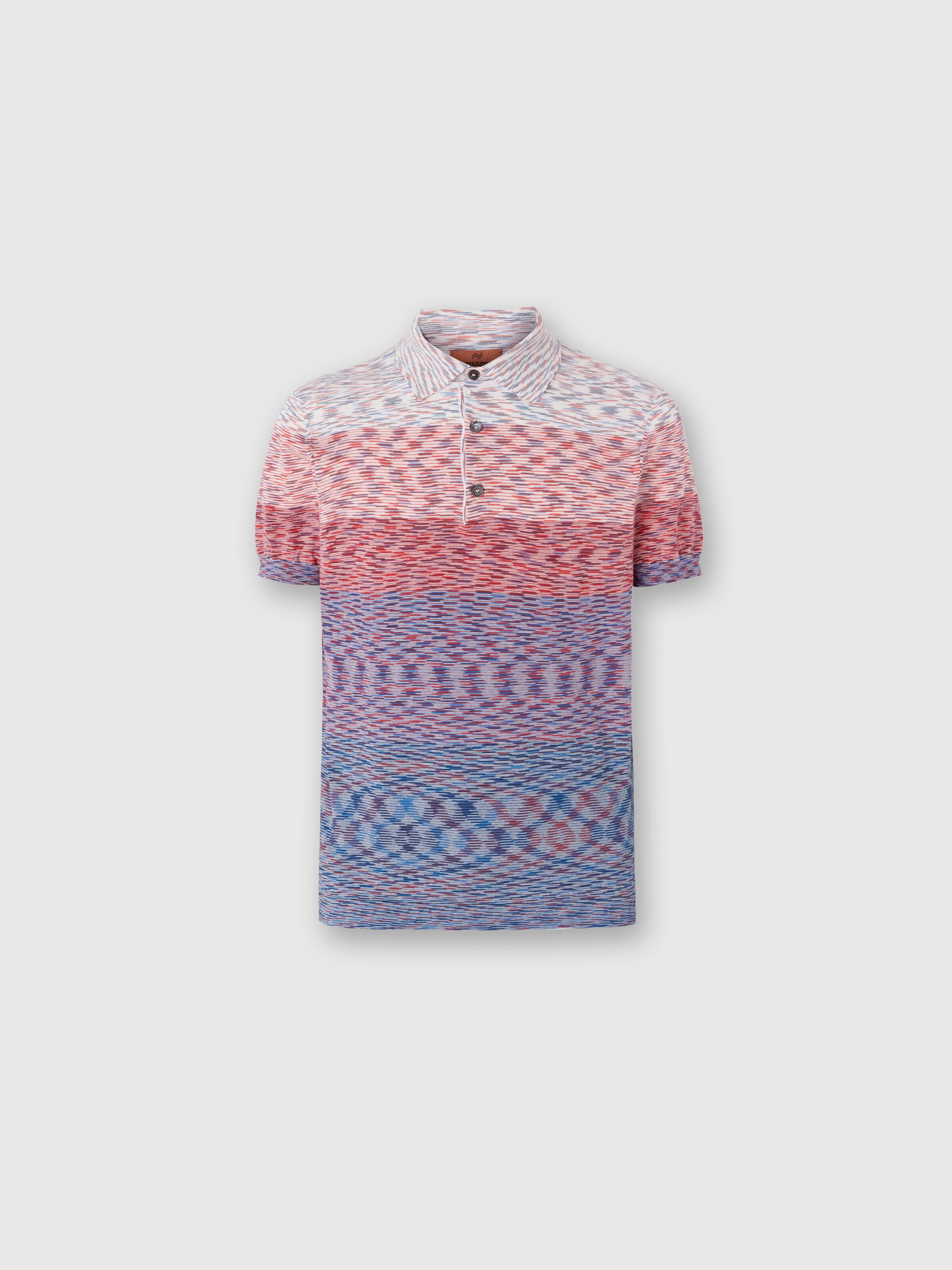 Kurzärmeliges Poloshirt aus Baumwolle in Flammgarnoptik mit Dégradé-Effekt, Mehrfarbig  - 0