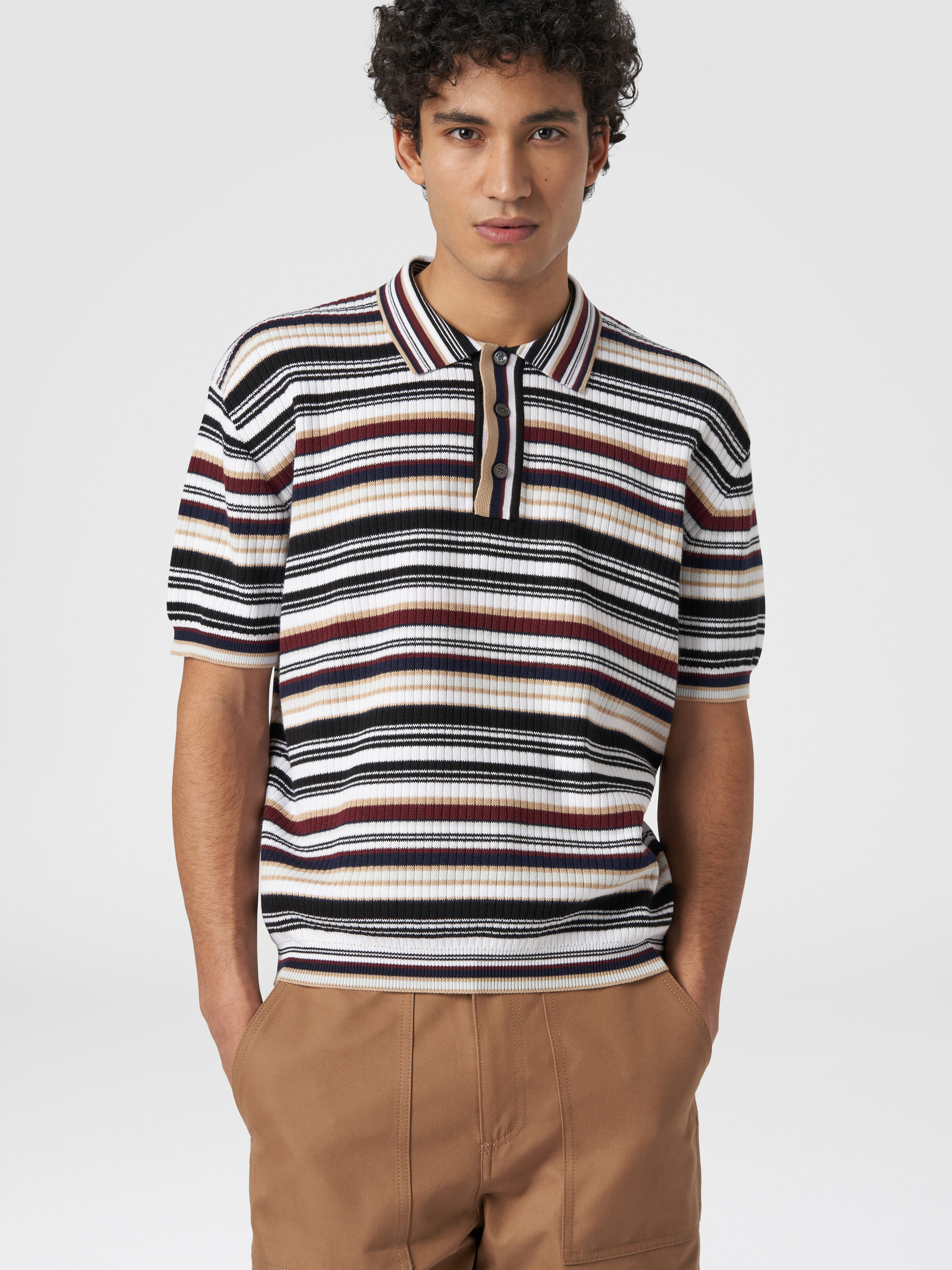 Polo shirt in striped cotton , Multicoloured  - 3