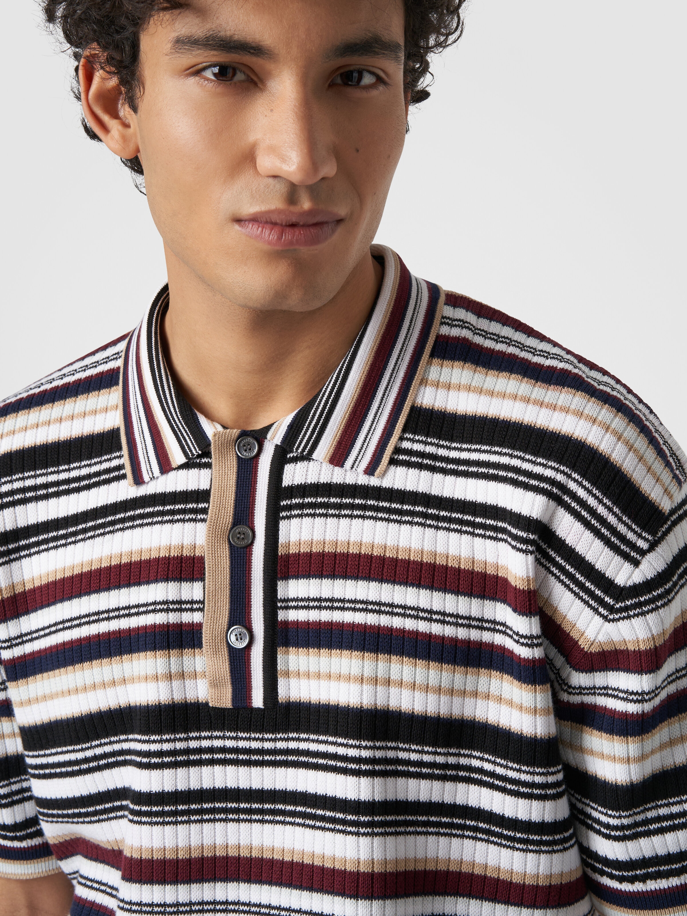 Polo shirt in striped cotton , Multicoloured  - 4