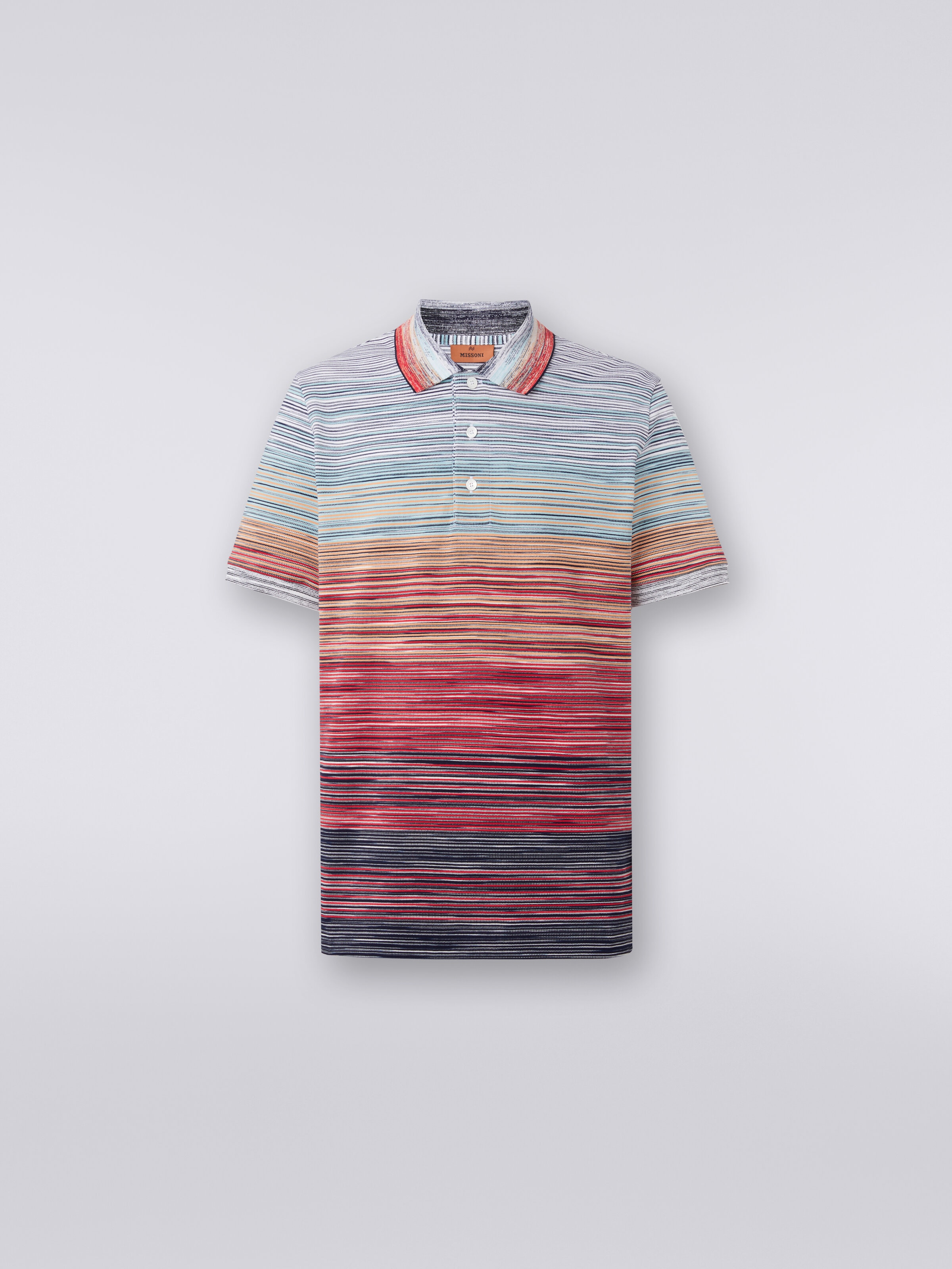 Short-sleeved polo shirt in slub cotton piqué, Multicoloured  - 0
