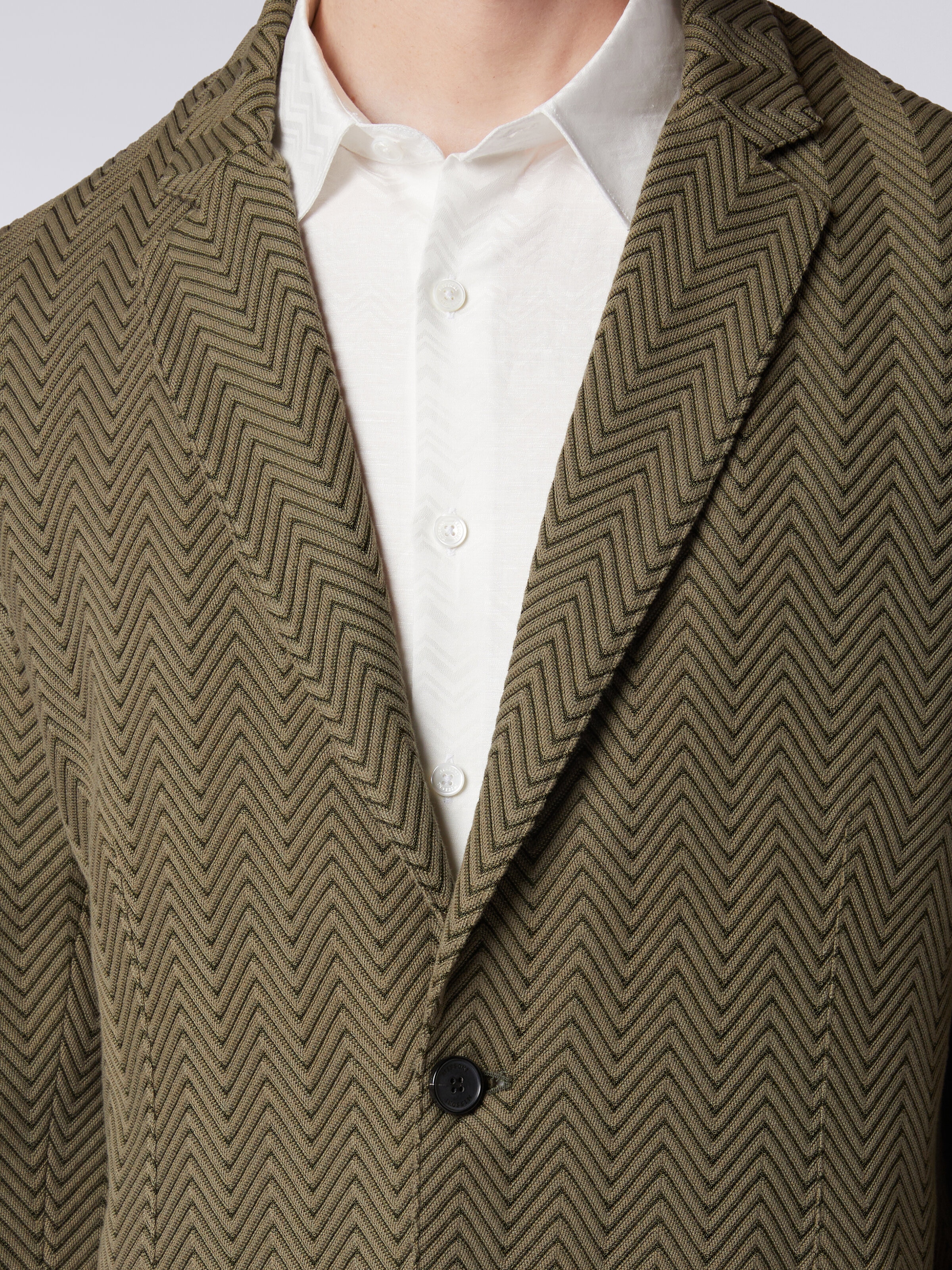 Blazer en coton et viscose à chevrons, Vert  - 4