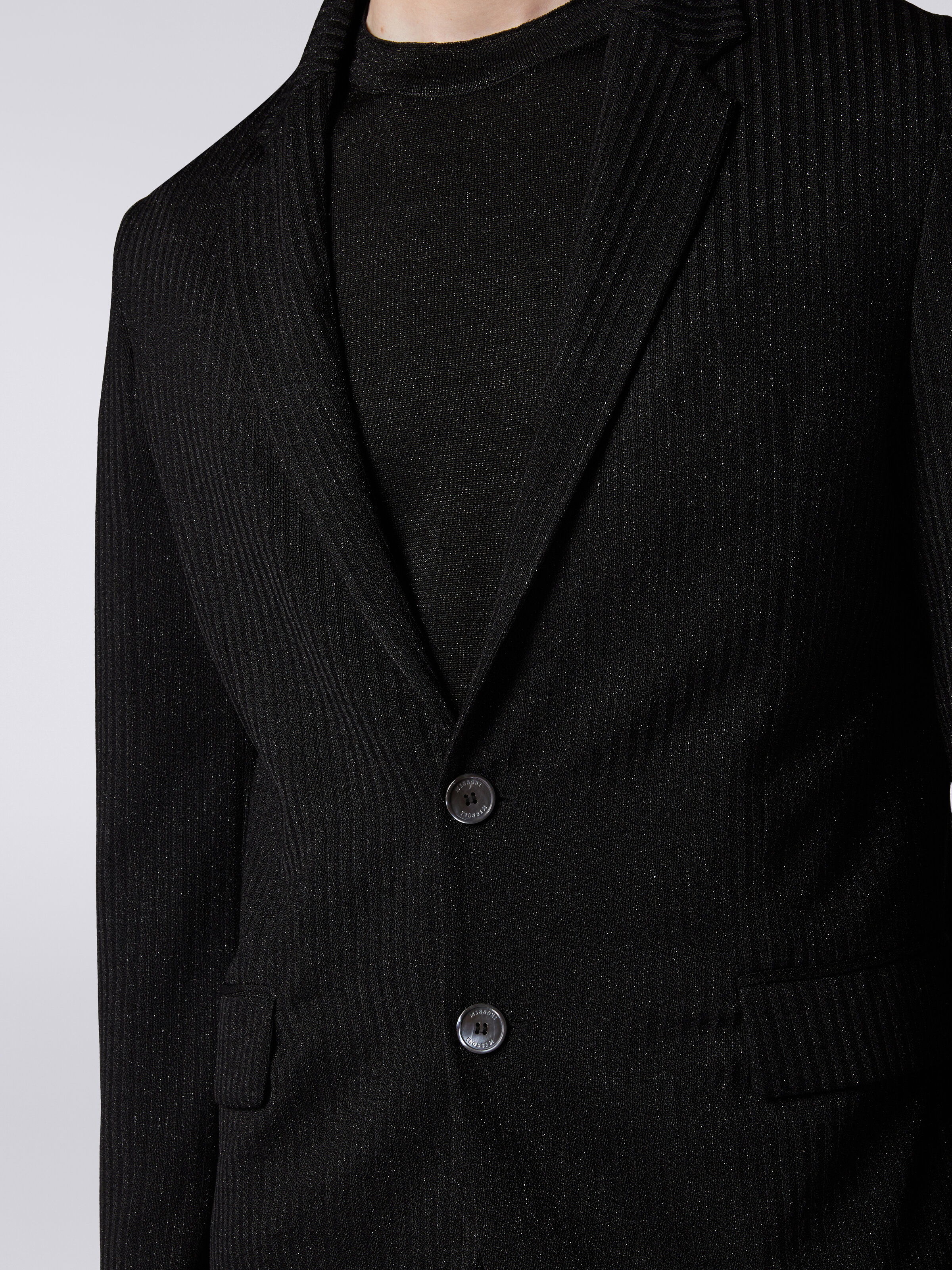 Jacket in viscose blend with lurex, Black    - 4