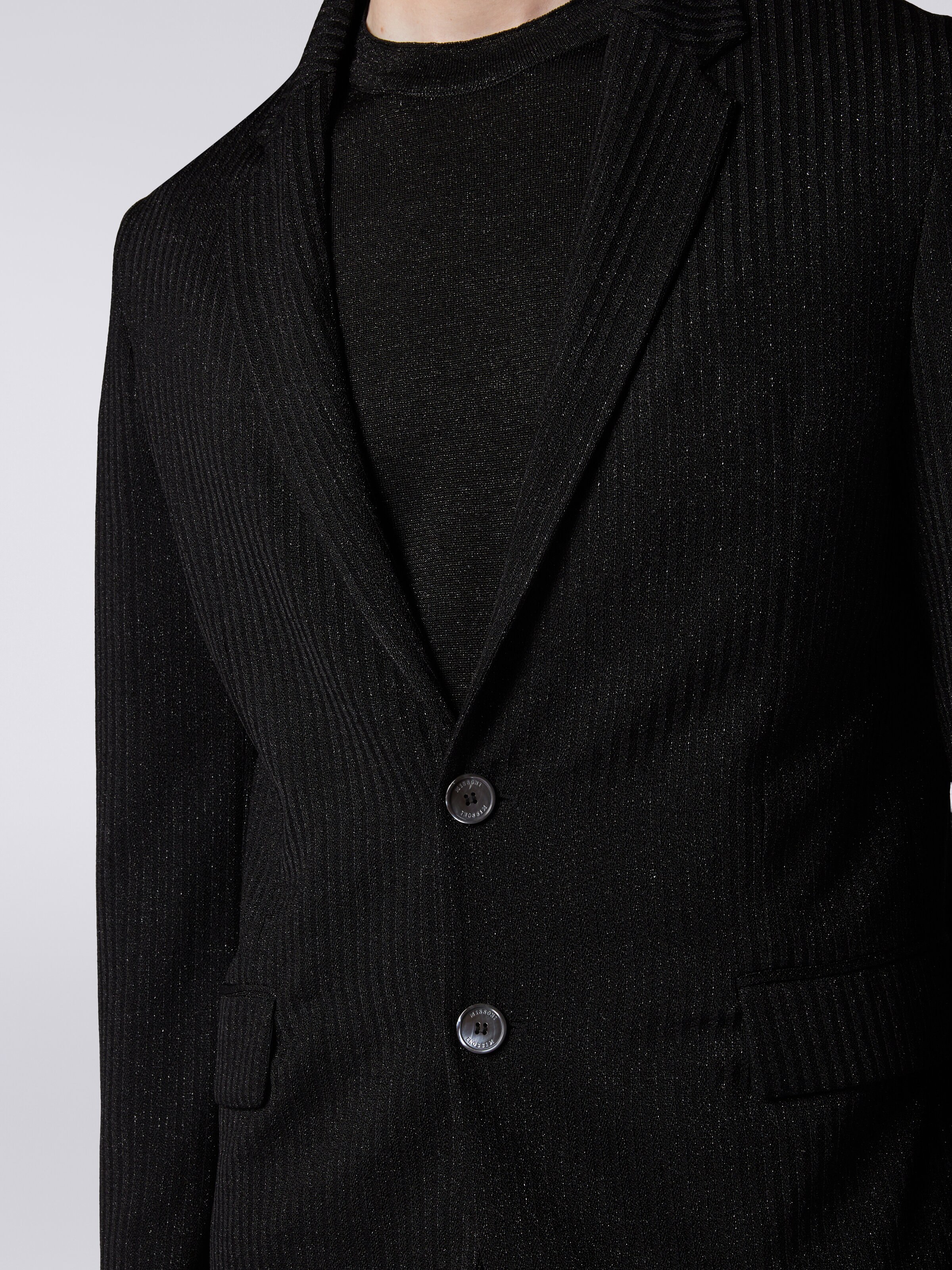 Veste en viscose mélangée avec lurex, Noir    - 4