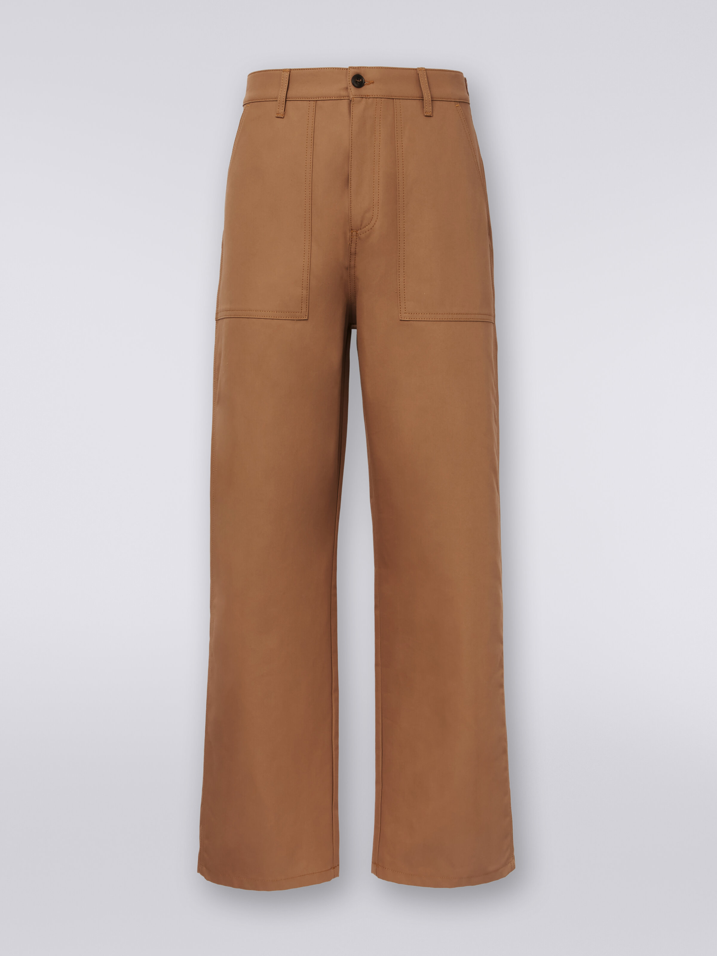 Cargo pants in cotton blend, Beige - 0