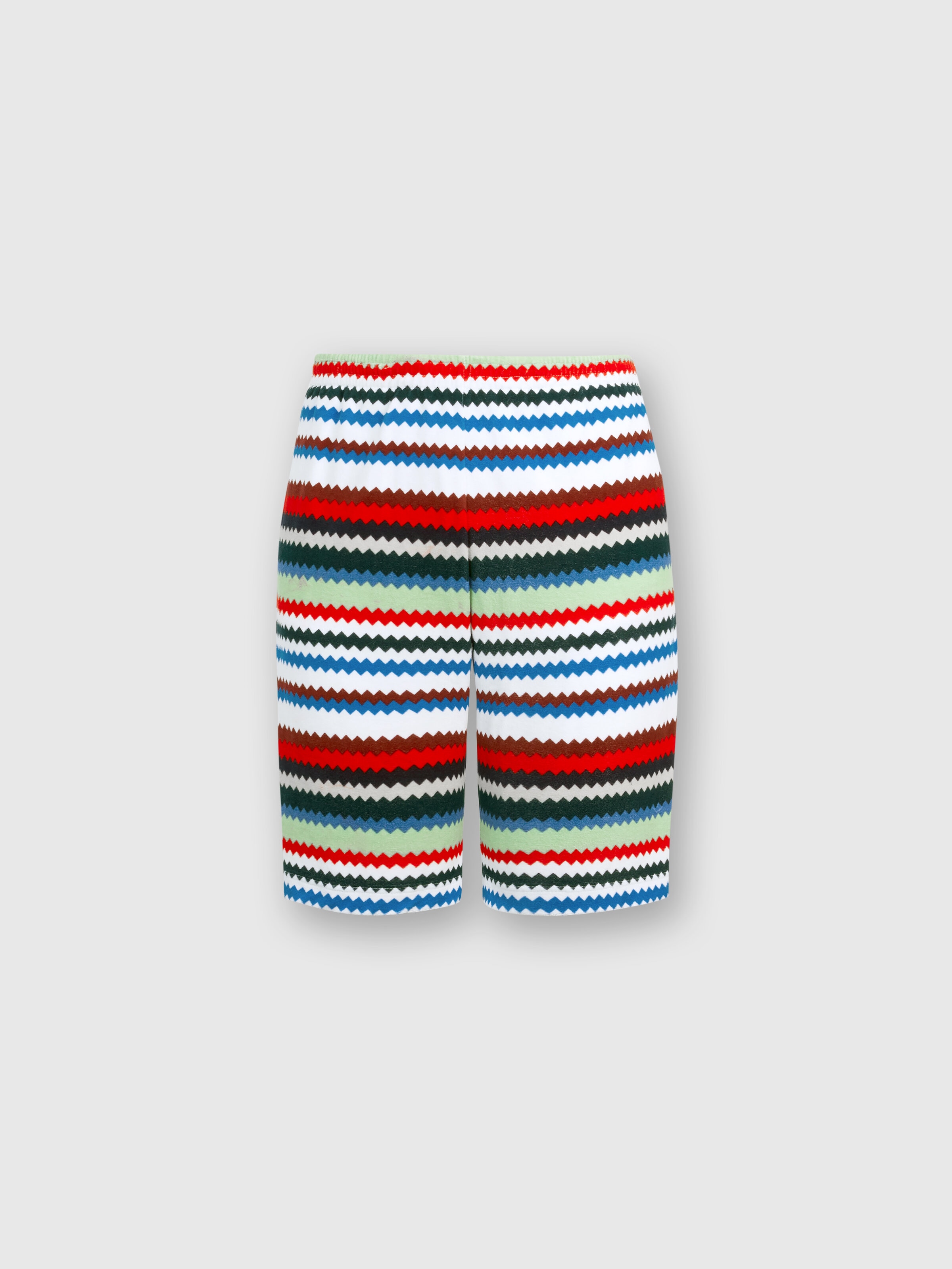 Pantalones de rizo estampado zigzag , Multicolor  - 0