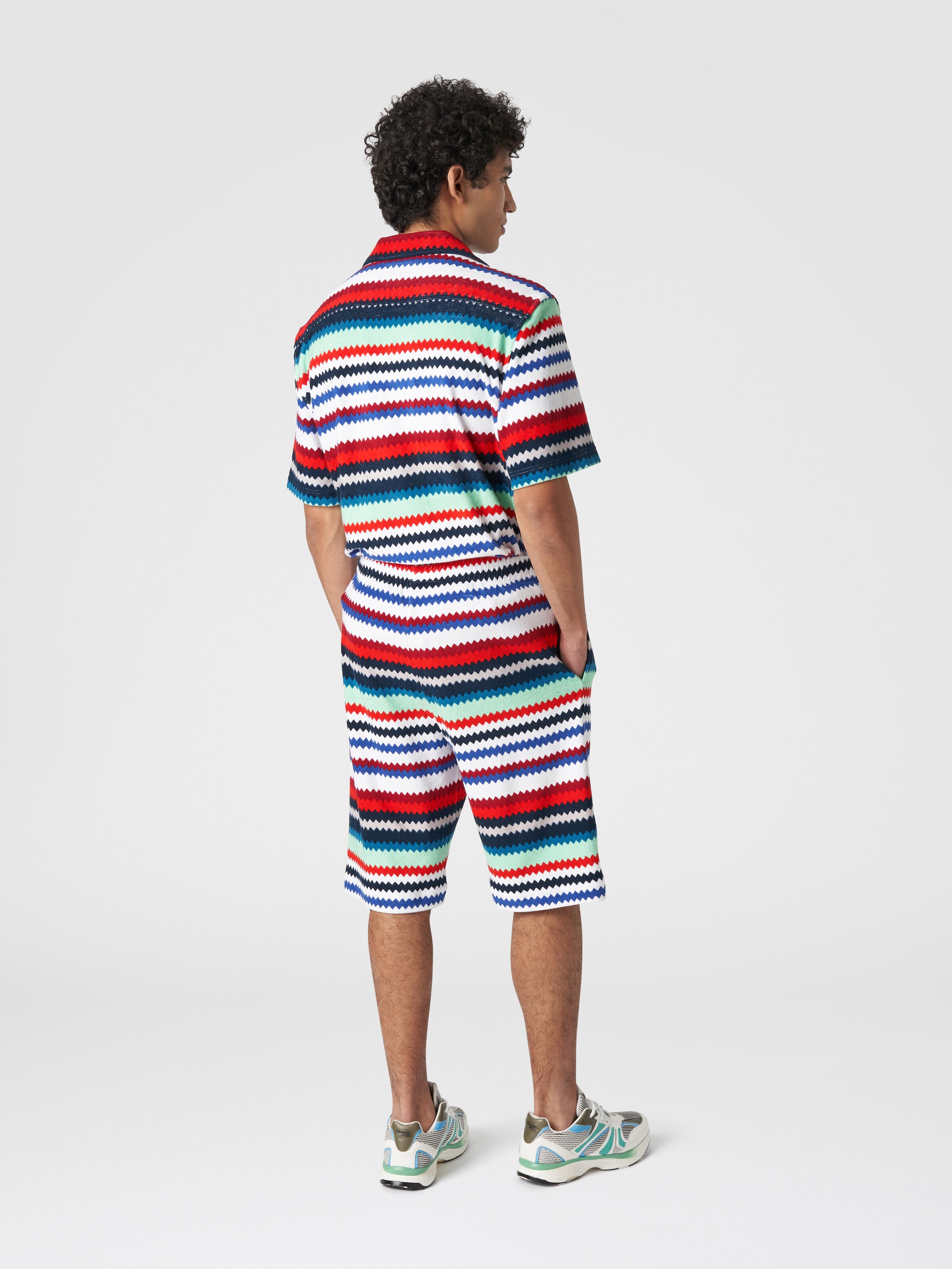 Shorts in spugna stampa zig zag , Multicolore  - 2