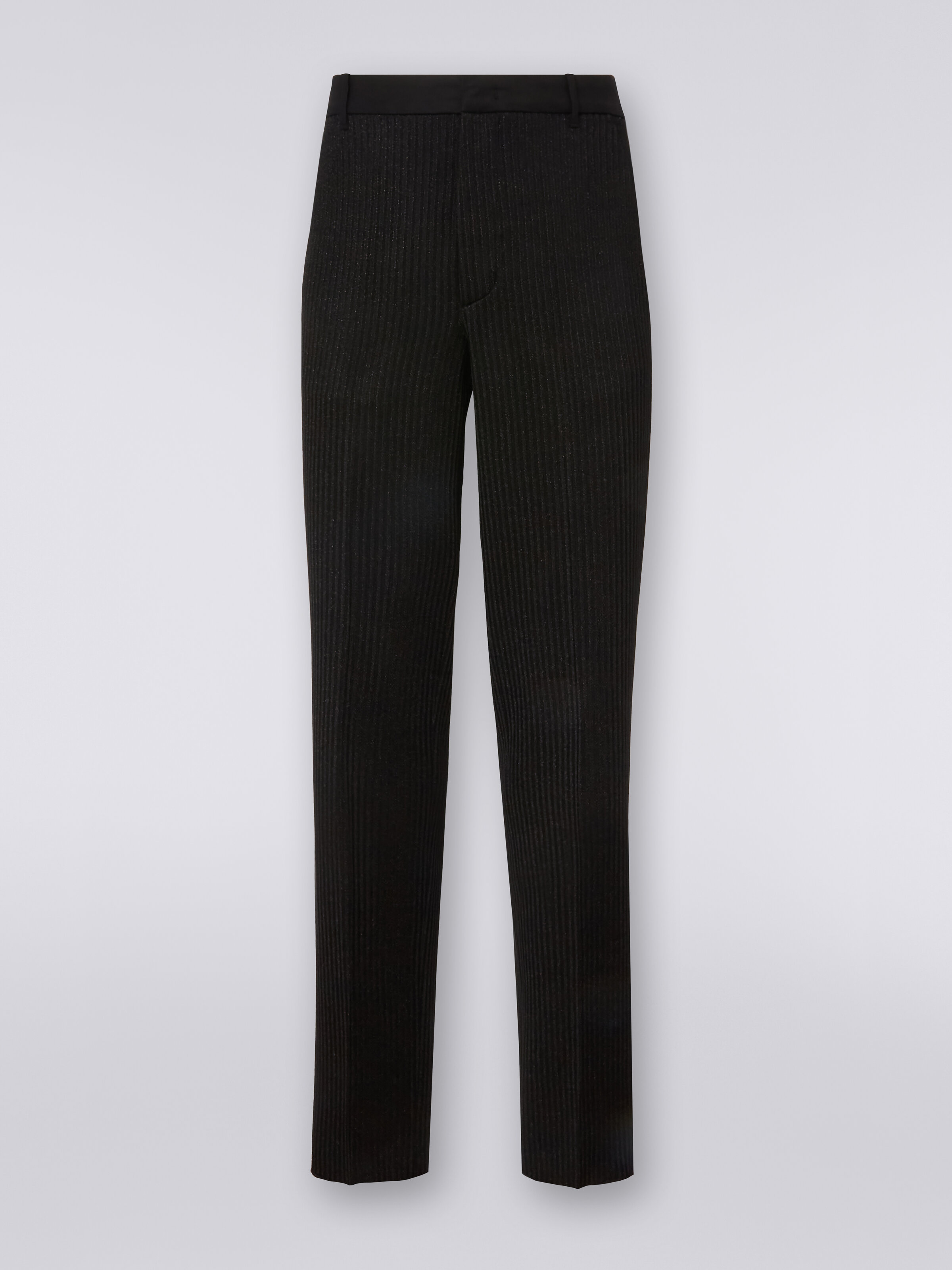 Pantalones chinos de viscosa con lúrex, Negro    - 0
