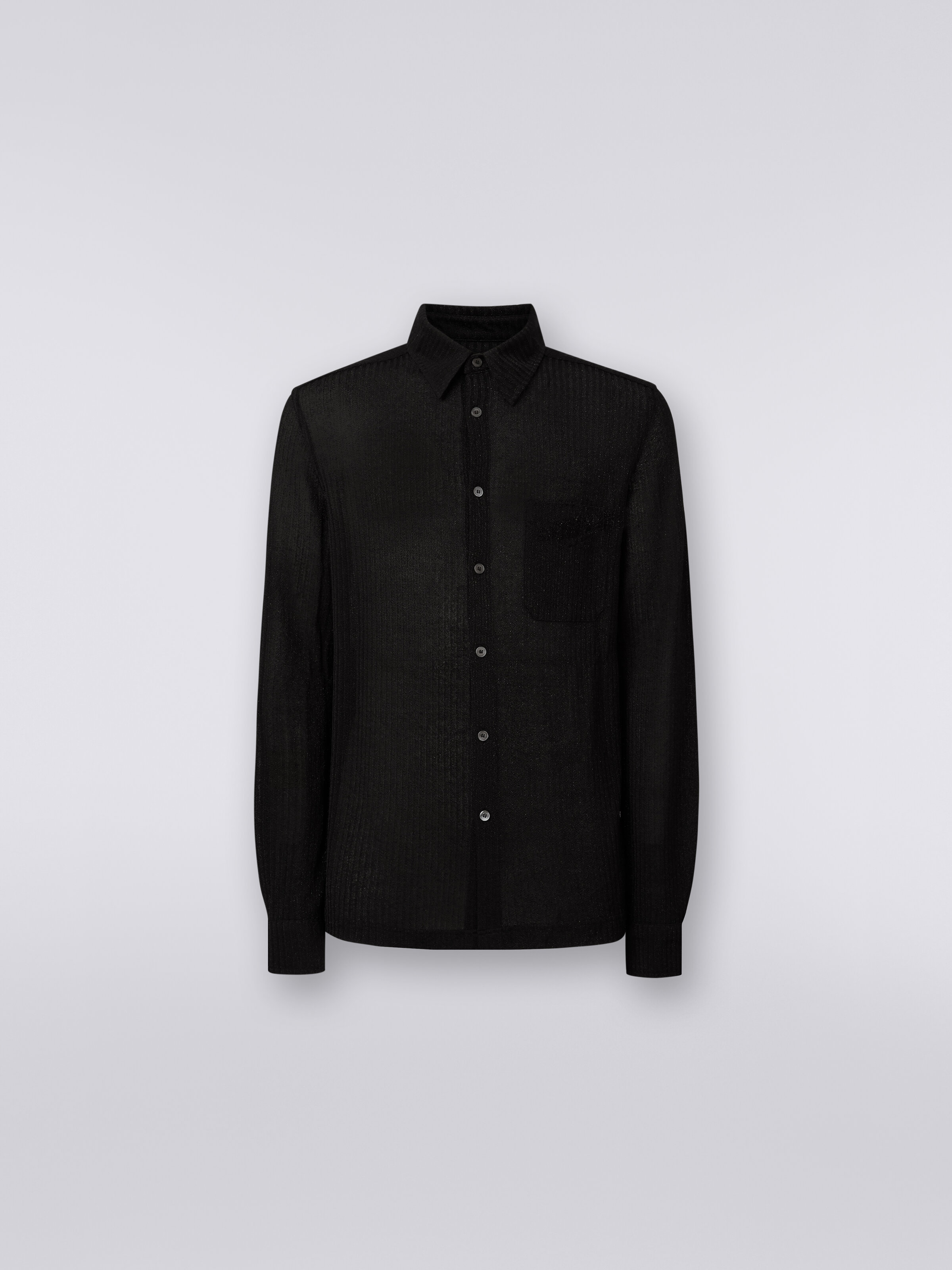 Long-sleeved shirt in viscose blend with lurex, Black    - 0